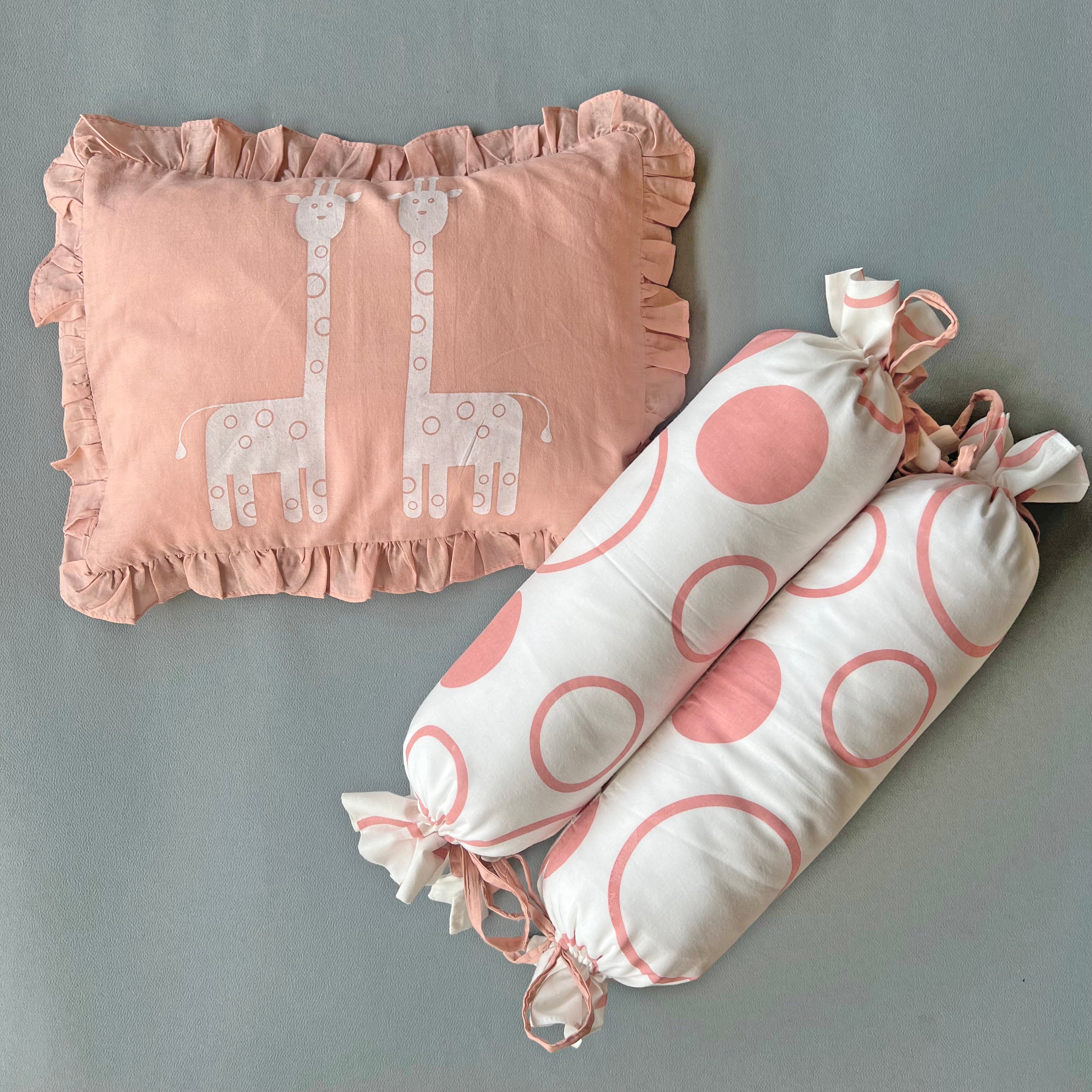 Baby Pillow and Bolster Cushions Set - Giraffe - Oranges and Lemons