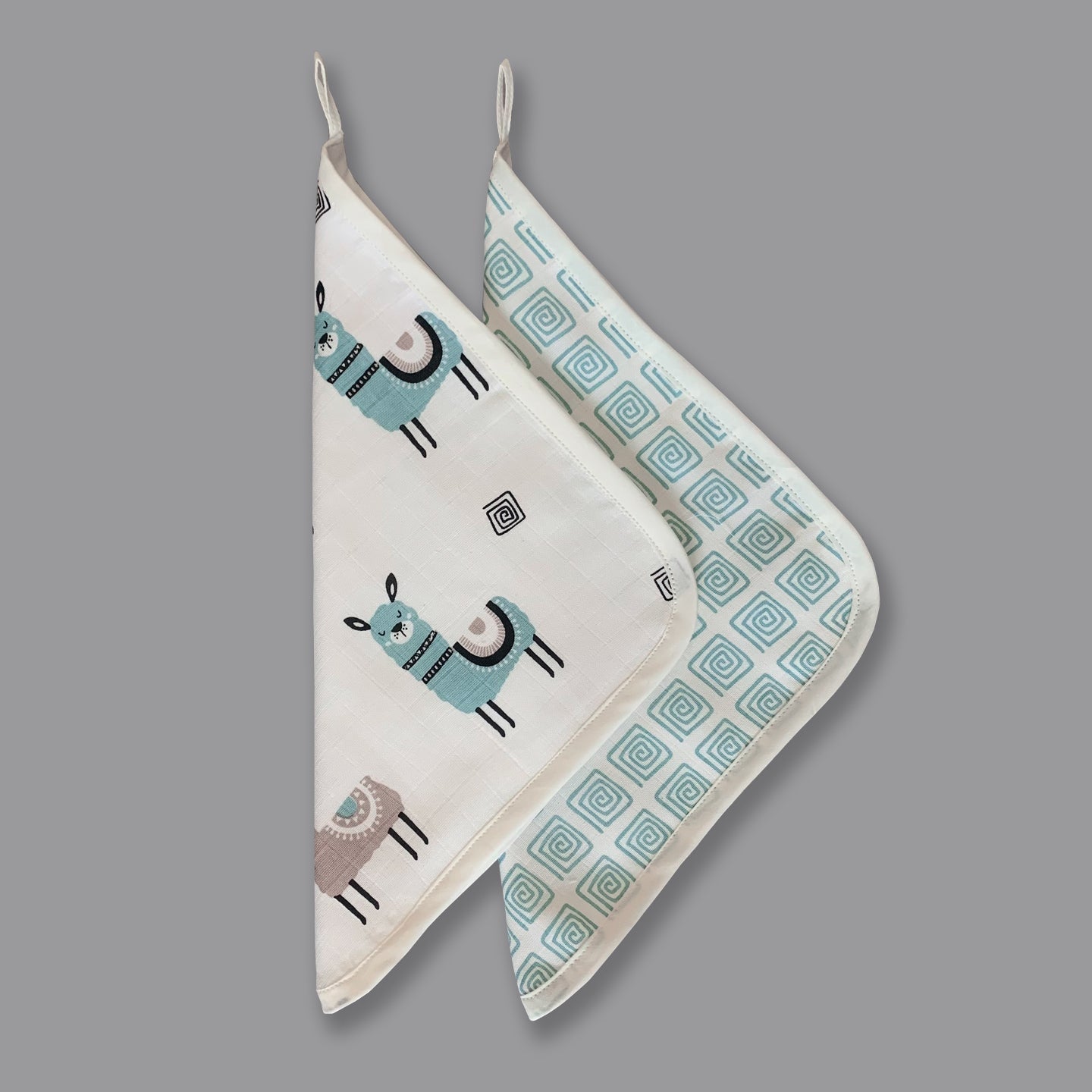 Lovely Llamas - Organic Muslin Washcloths (Set of 2) - Oranges and Lemons