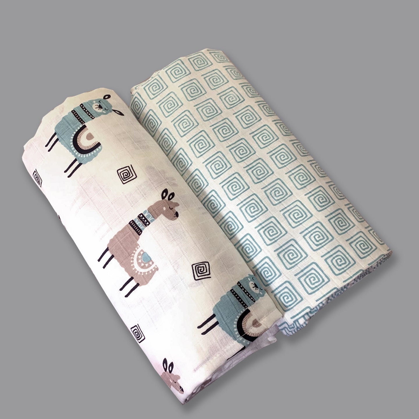 Lovely Llamas - Organic Muslin Swaddles (Set of Two) - Oranges and Lemons