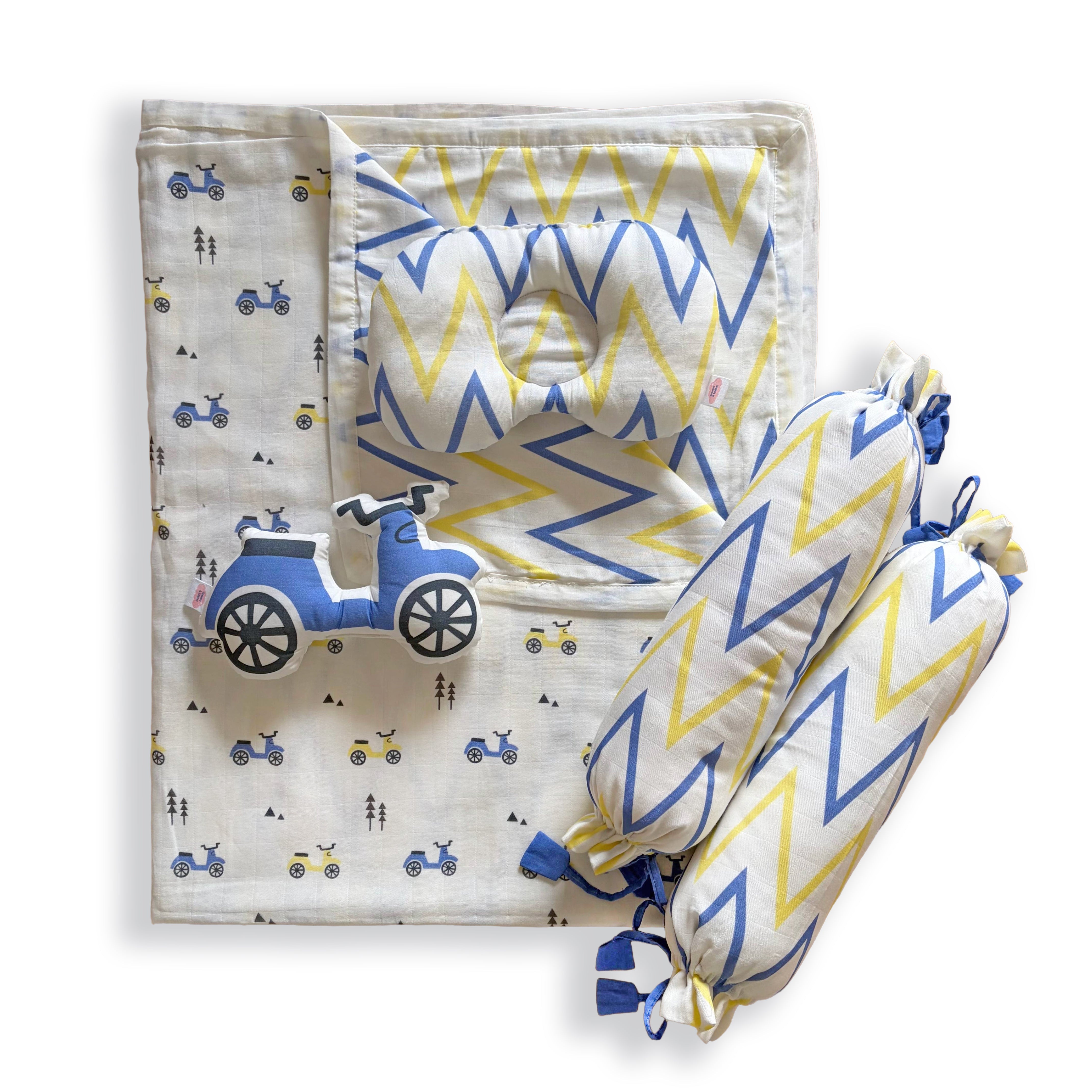 Little Rider - Organic Muslin Cot Bedding Gift Set - Set of 4 - Oranges and Lemons