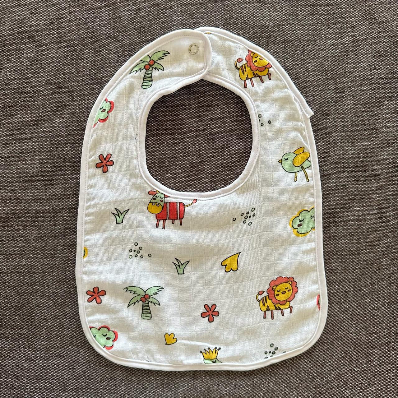 Bamboo Muslin Baby Bib and Wash Cloth Set - Animal Print (Set of 2) - Oranges and Lemons
