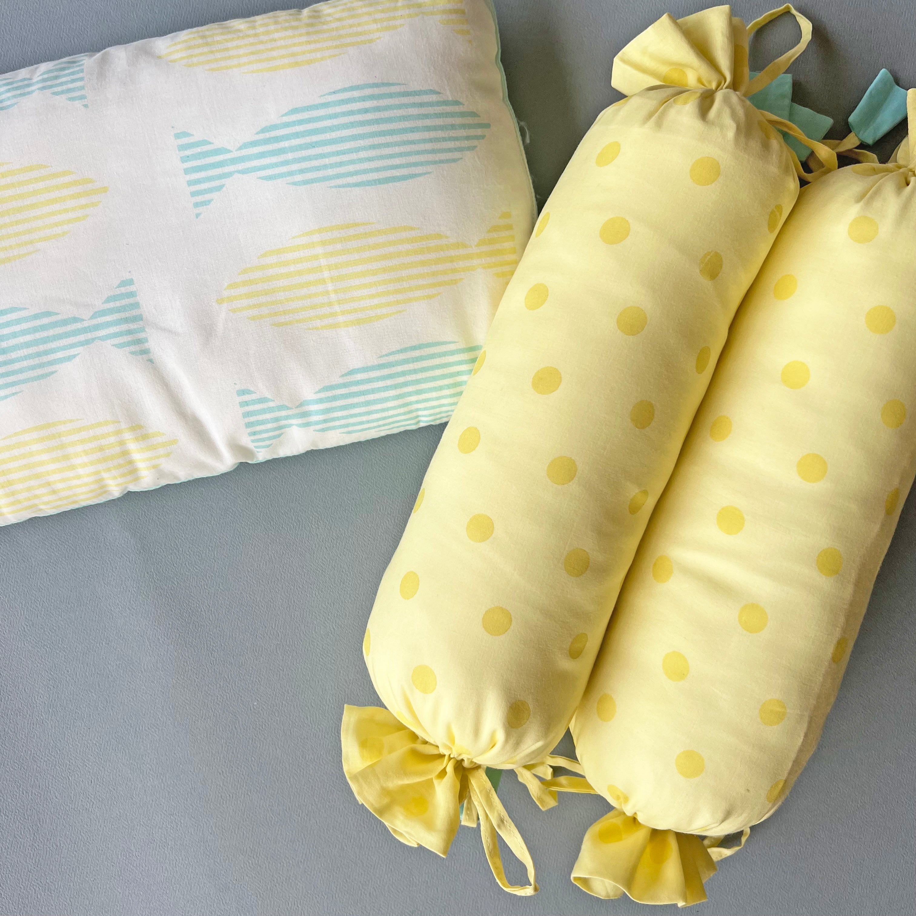 Baby Pillow and Bolster Cushions Set - Fish - Oranges and Lemons