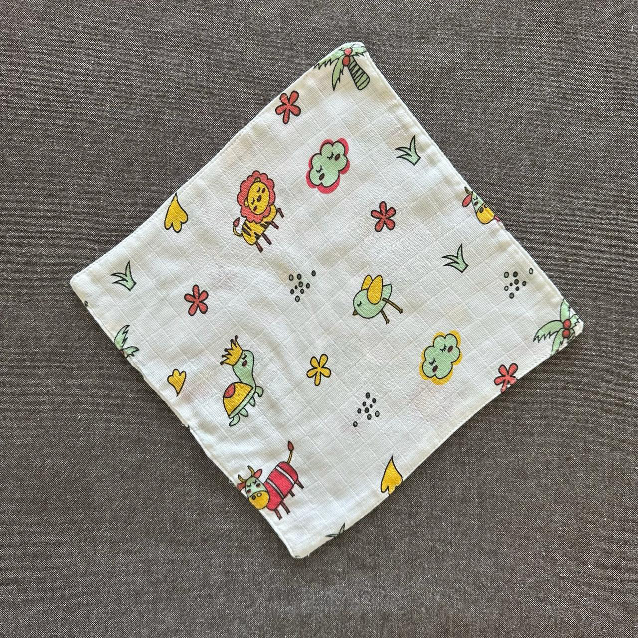 Bamboo Muslin Baby Bib and Wash Cloth Set - Animal Print (Set of 2) - Oranges and Lemons