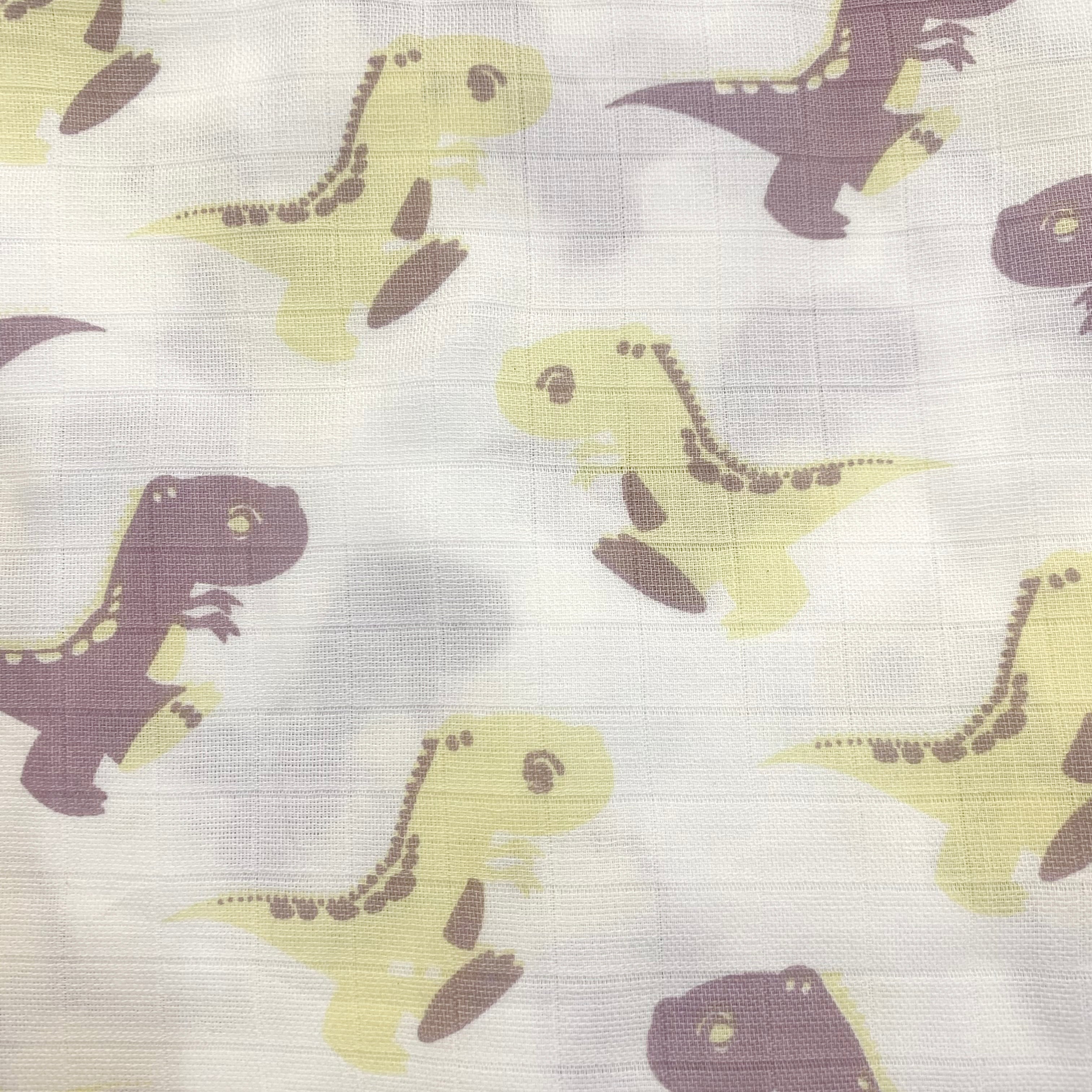 Dancing Dinasaurs - Organic Muslin Swaddles (Set of Two) - Oranges and Lemons