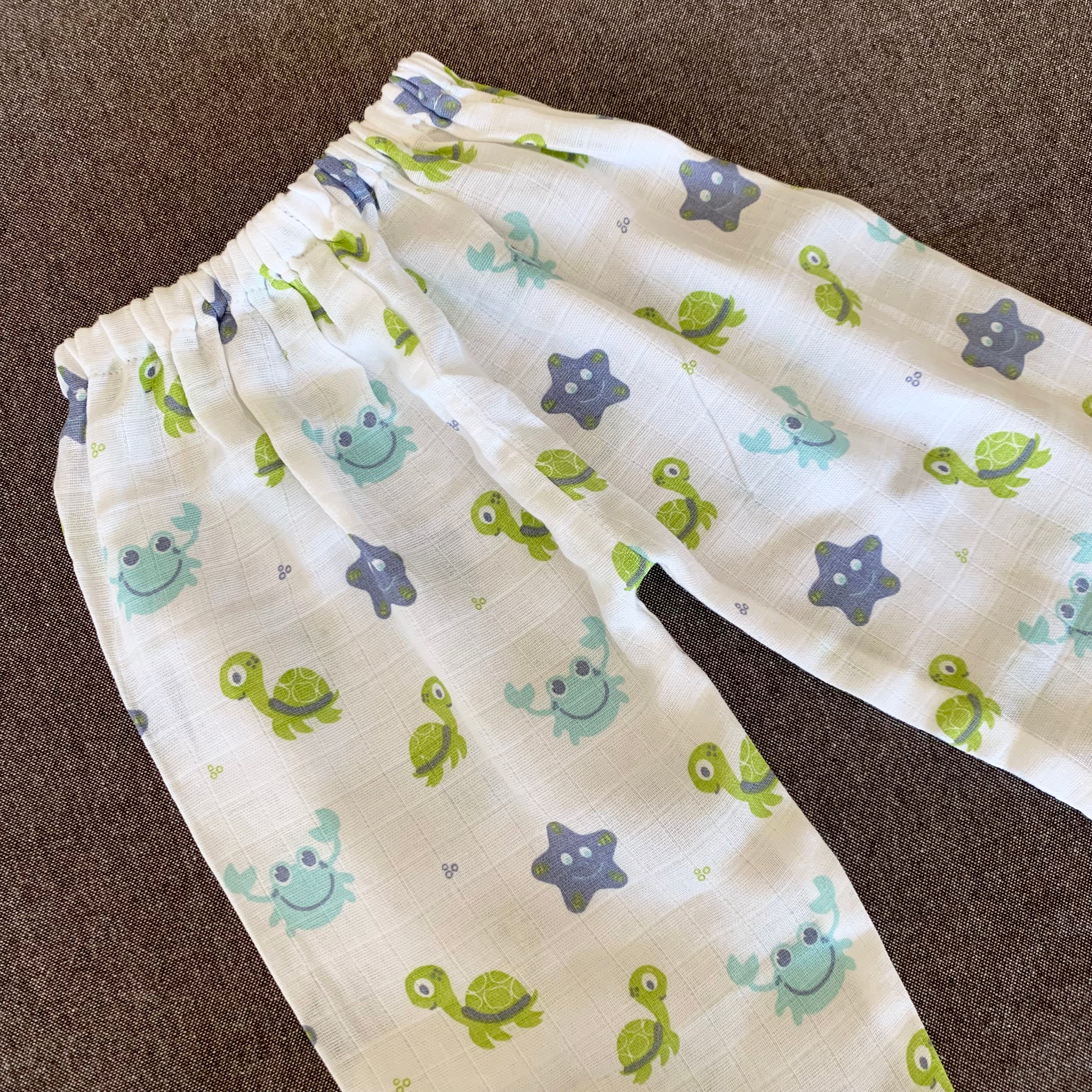 Bamboo Muslin Night Suit | Kimono Set | Turtle Print - Oranges and Lemons