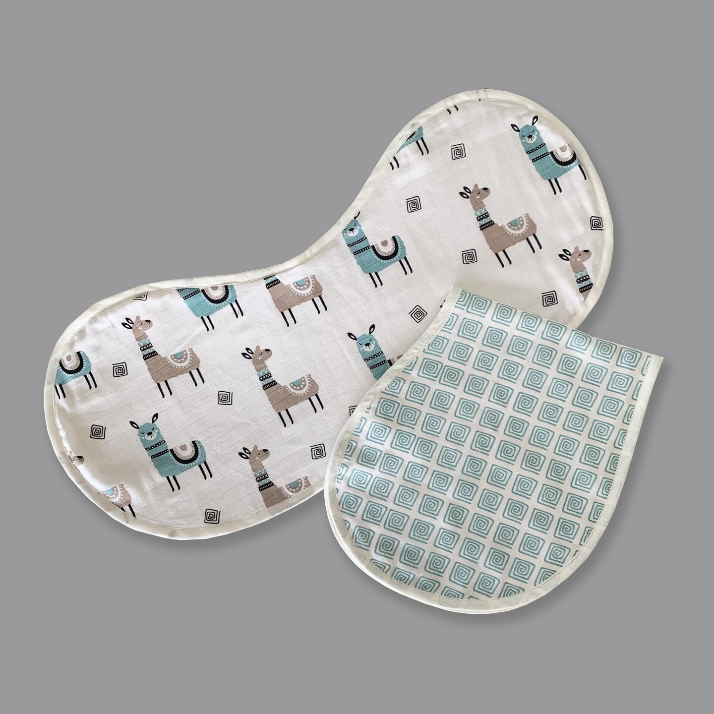 Lovely Llamas - Organic Muslin Burpy Bibs (Set of Two) - Oranges and Lemons