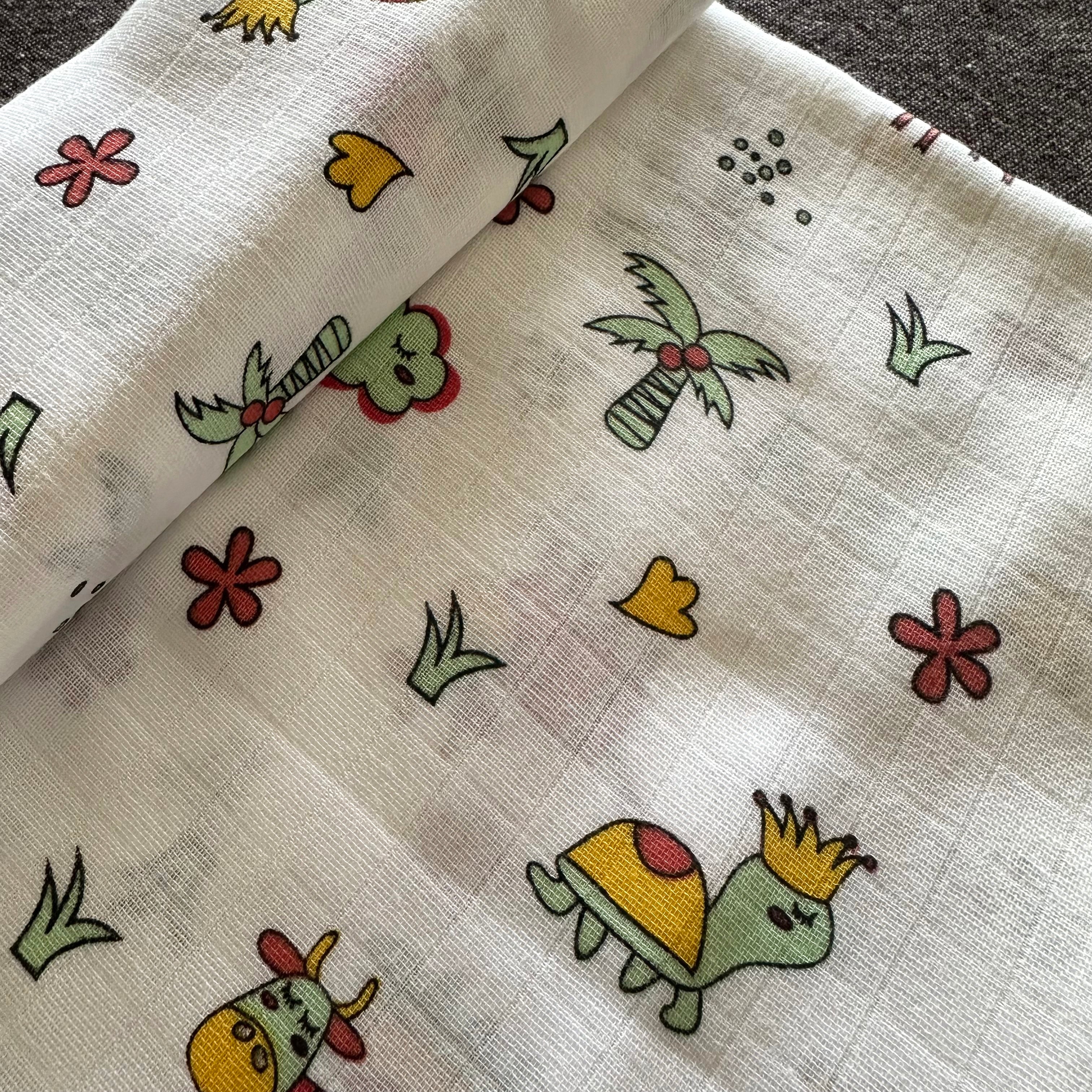 Bamboo Muslin Swaddles | Set of 2 | White - Oranges and Lemons