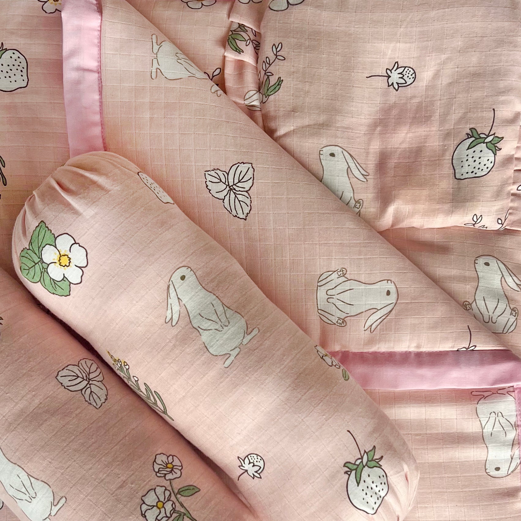 Happy Bunny - Muslin Cot Bedding Gift Set - Set of 4 - Oranges and Lemons