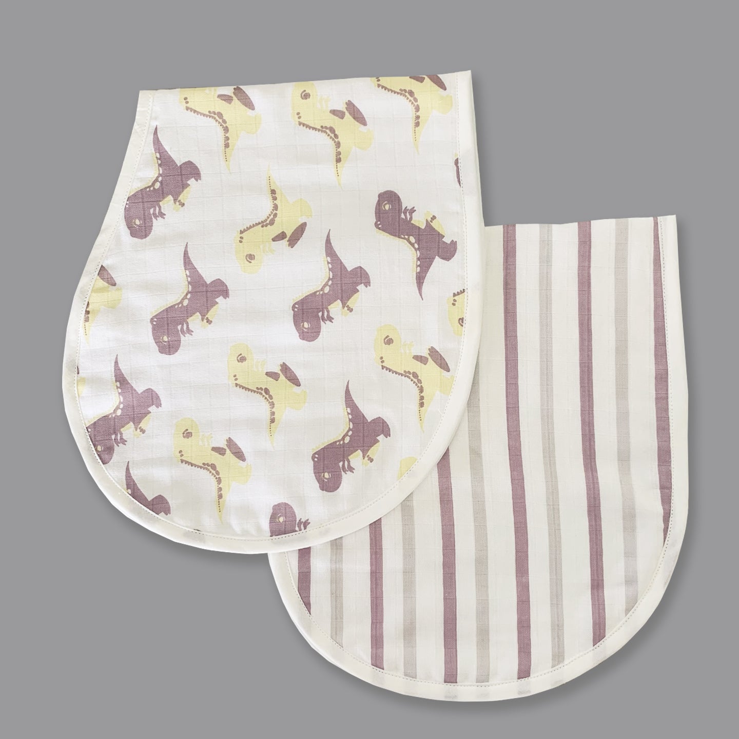 Dancing Dinosaurs - Organic Muslin Burpy Bibs (Set of Two) - Oranges and Lemons