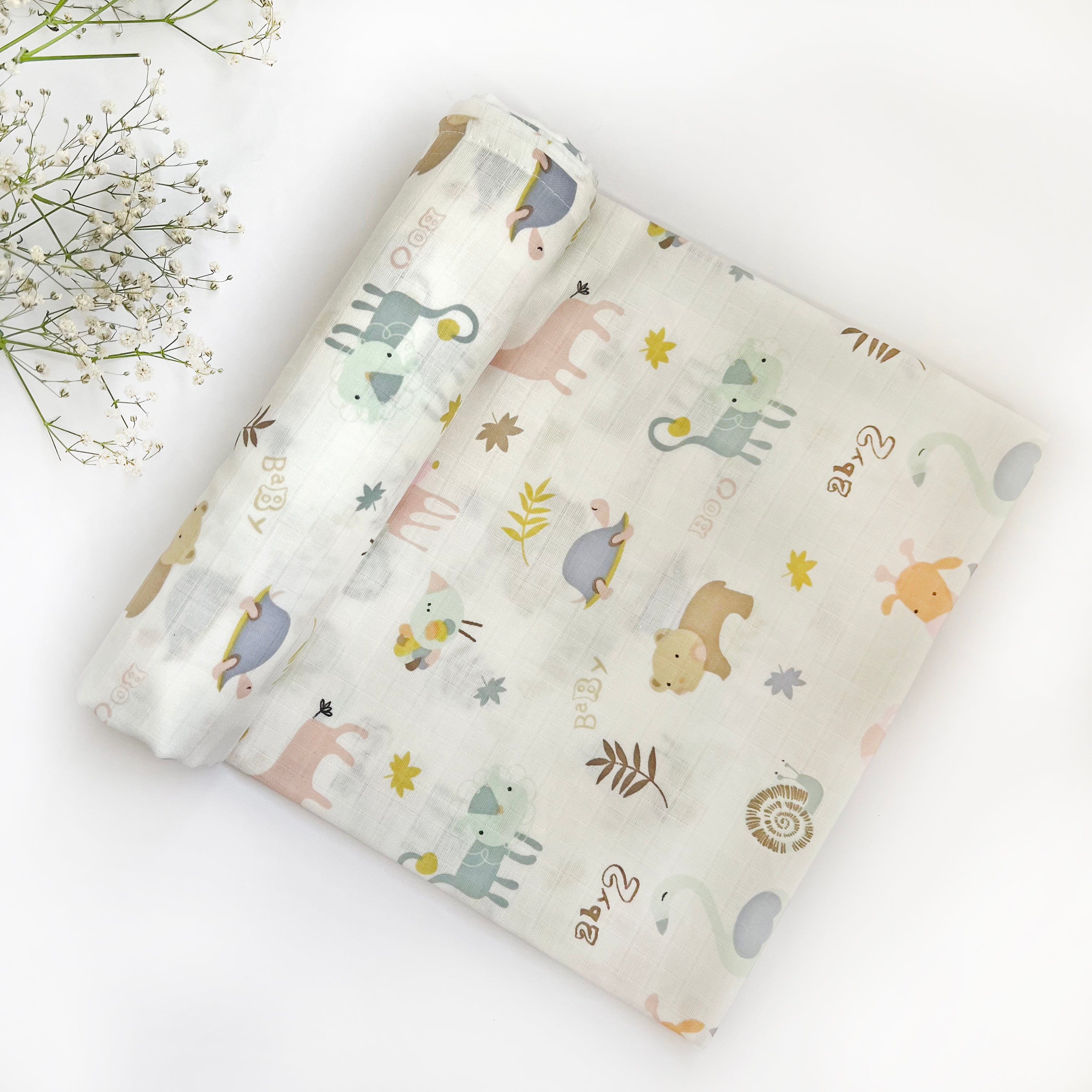 Organic Muslin Baby Swaddles | White & Pink | Set of 2 - Oranges and Lemons