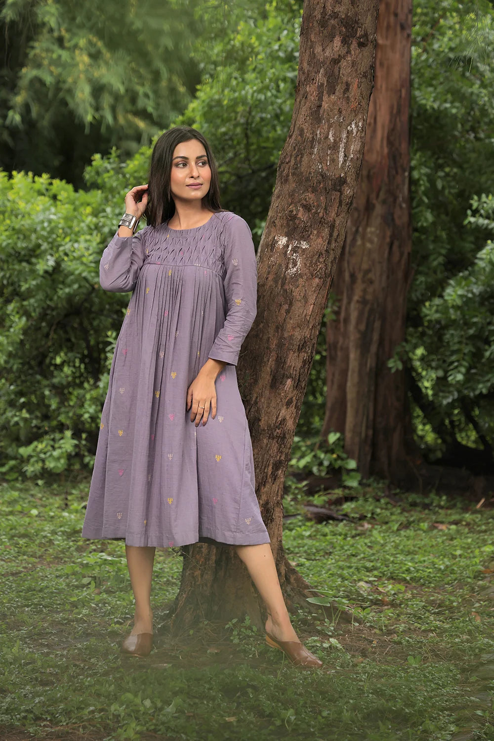 Urban Trishul Grey Jamdani Dress-Sutra Art of Clothing