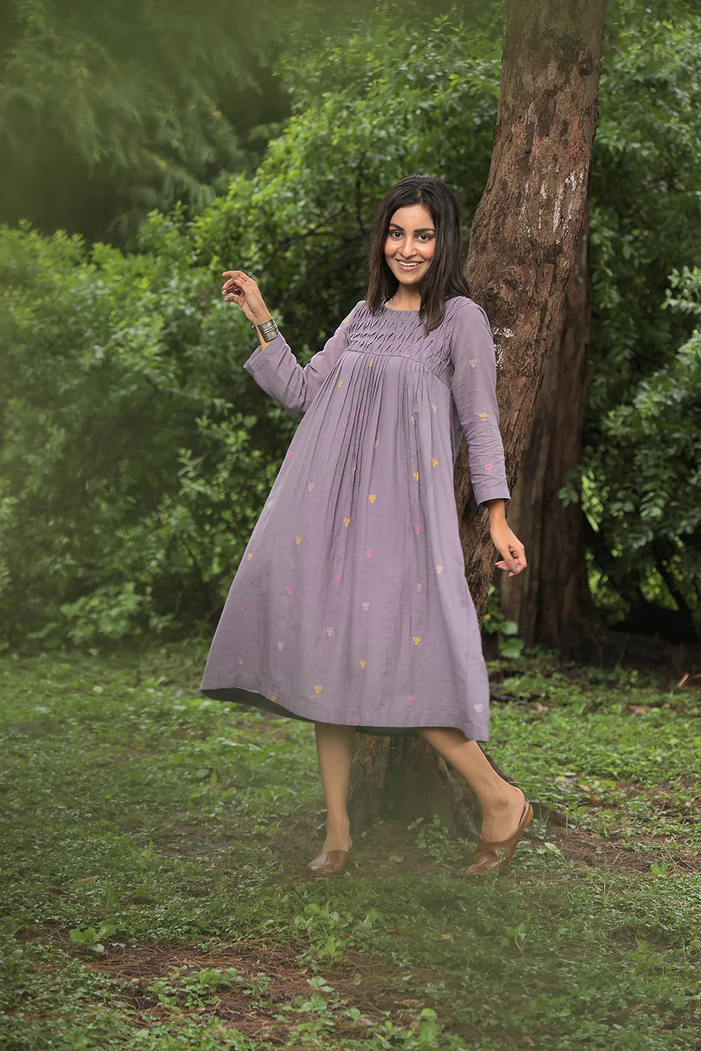 Urban Trishul Grey Jamdani Dress-Sutra Art of Clothing