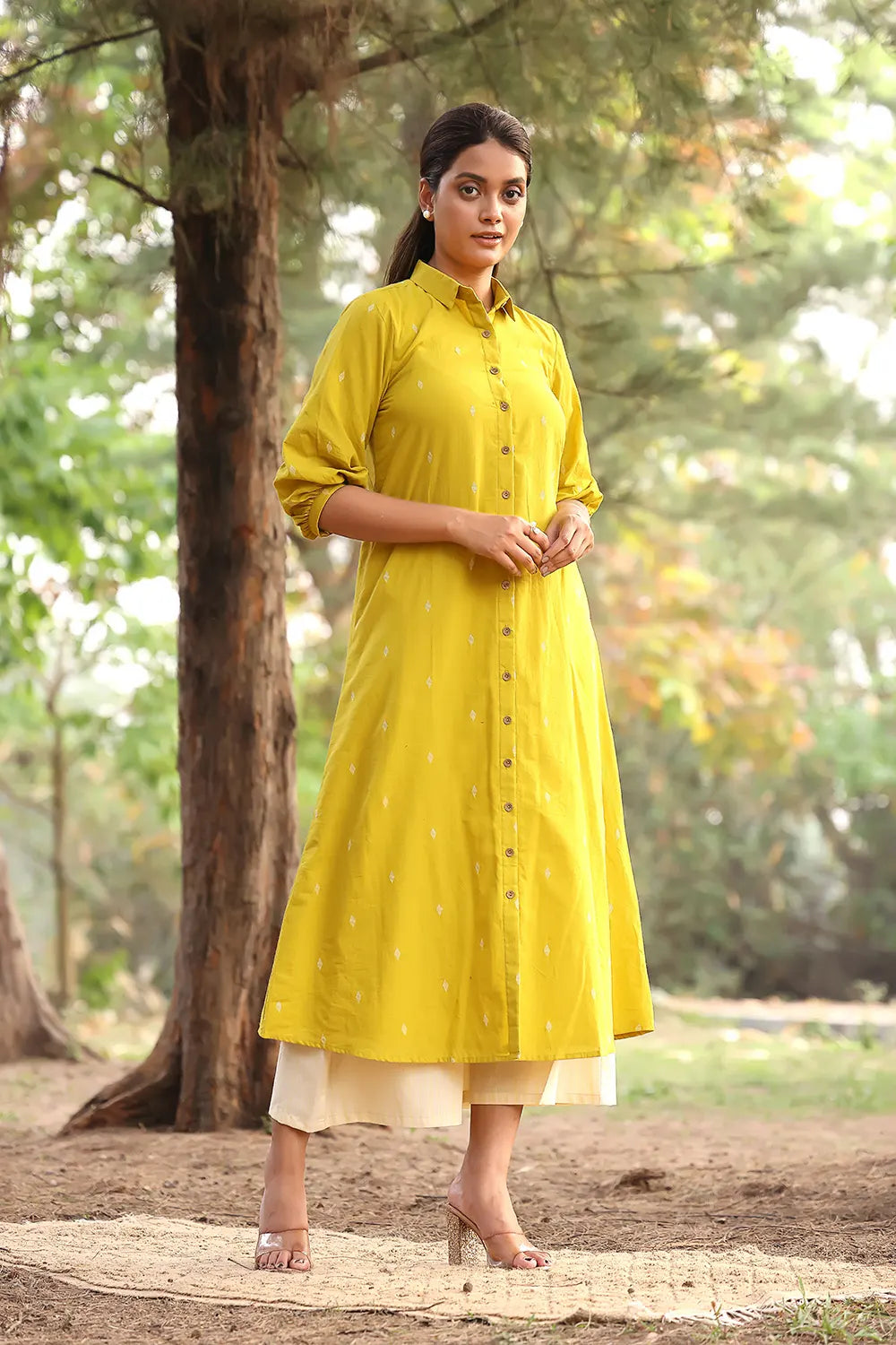 Lemon Woven Pure Cotton Co-ord Set-Sutra Art of Clothing