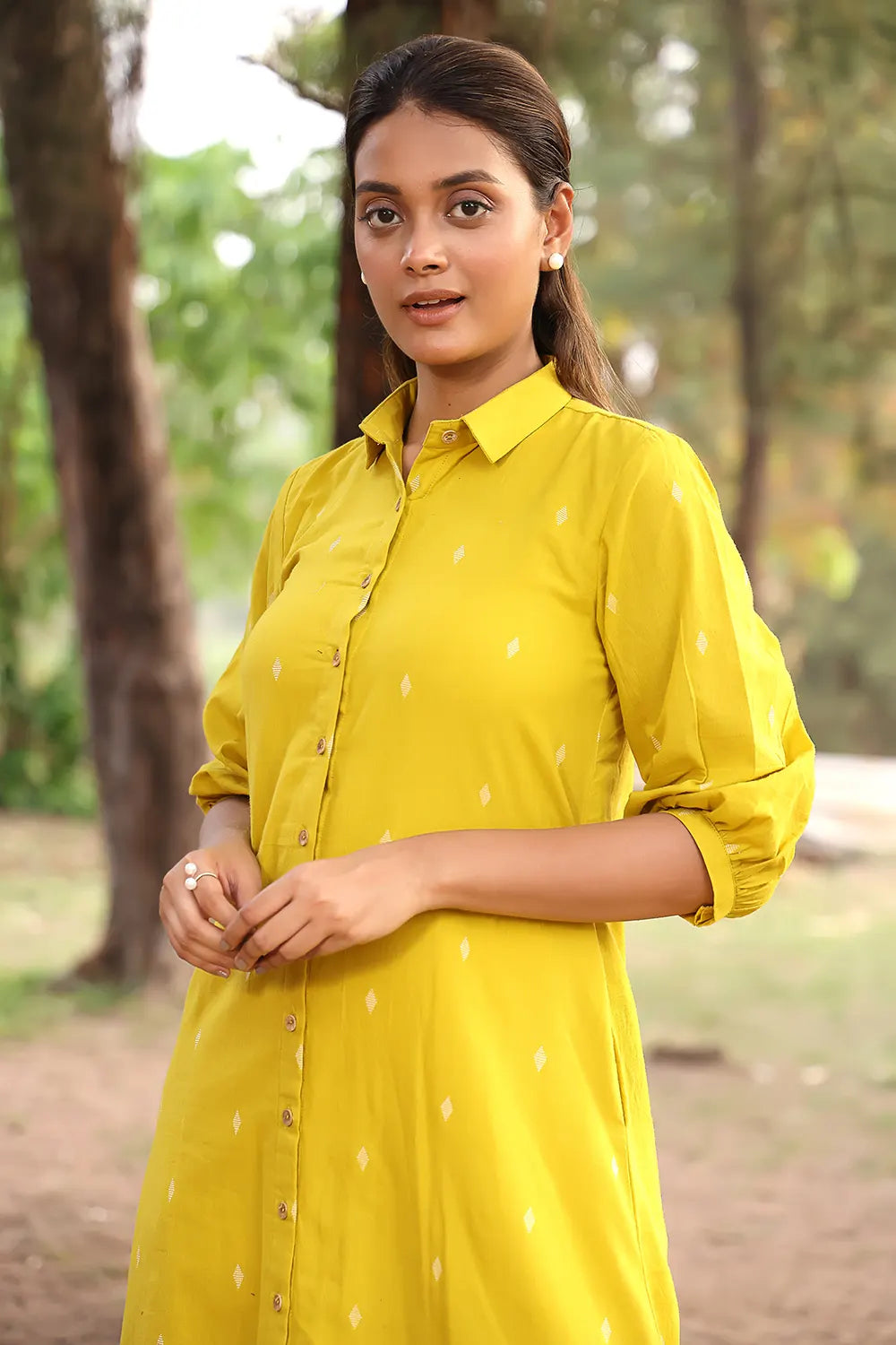 Lemon Woven Pure Cotton Co-ord Set-Sutra Art of Clothing