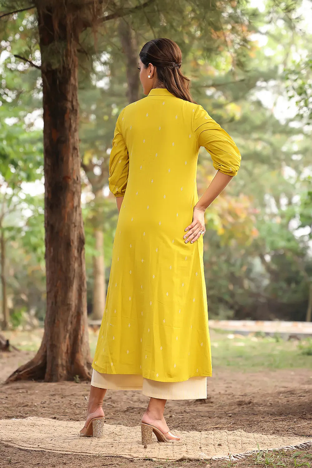 Lemon Woven Pure Cotton Co-ord Set-Sutra Art of Clothing