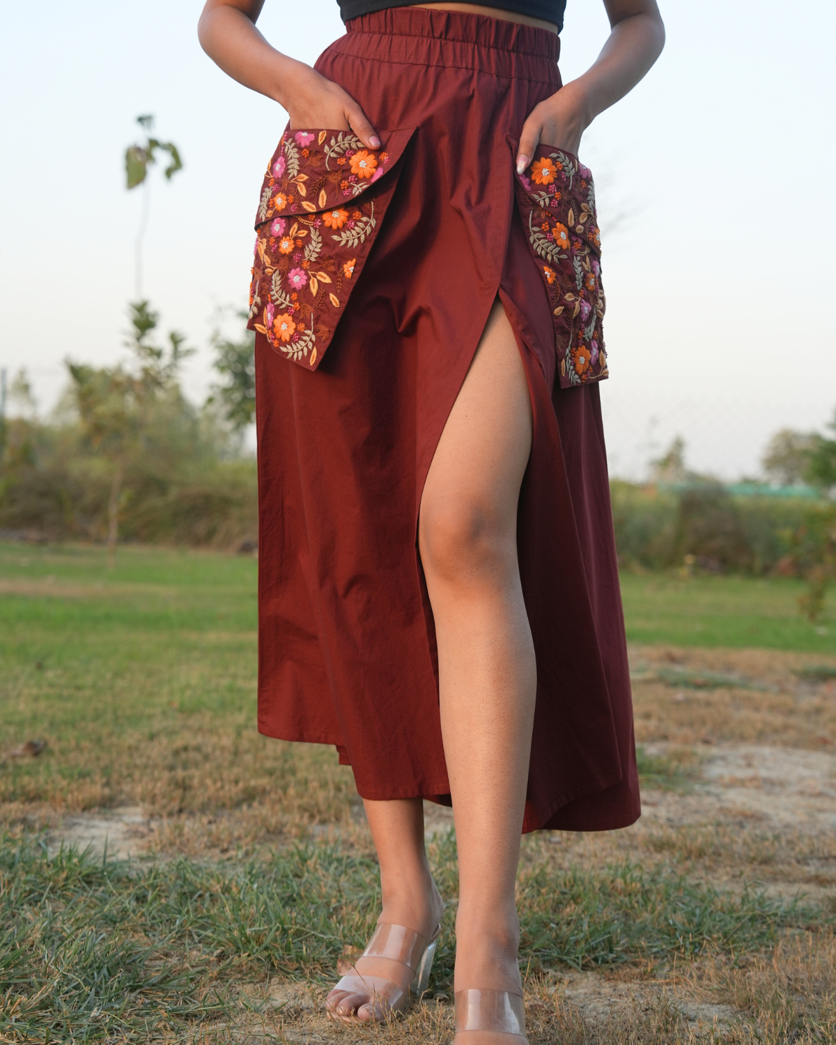 Lavina Hand-Embroidered Long Skirt – hand-embroidered 100% cotton – RASRA MAI
