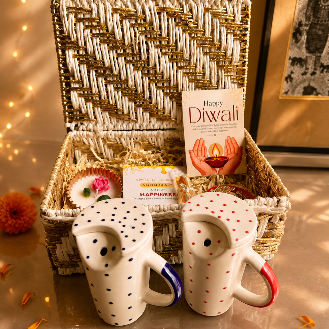 Ruby & Azure Celebration Tumbler Hamper – Premium Diwali Gift Basket - https://artecasa.in/