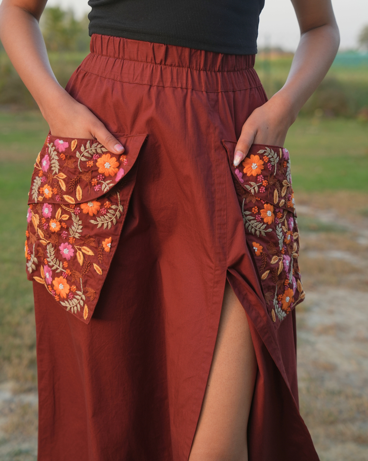 Lavina Hand-Embroidered Long Skirt – hand-embroidered 100% cotton – RASRA MAI