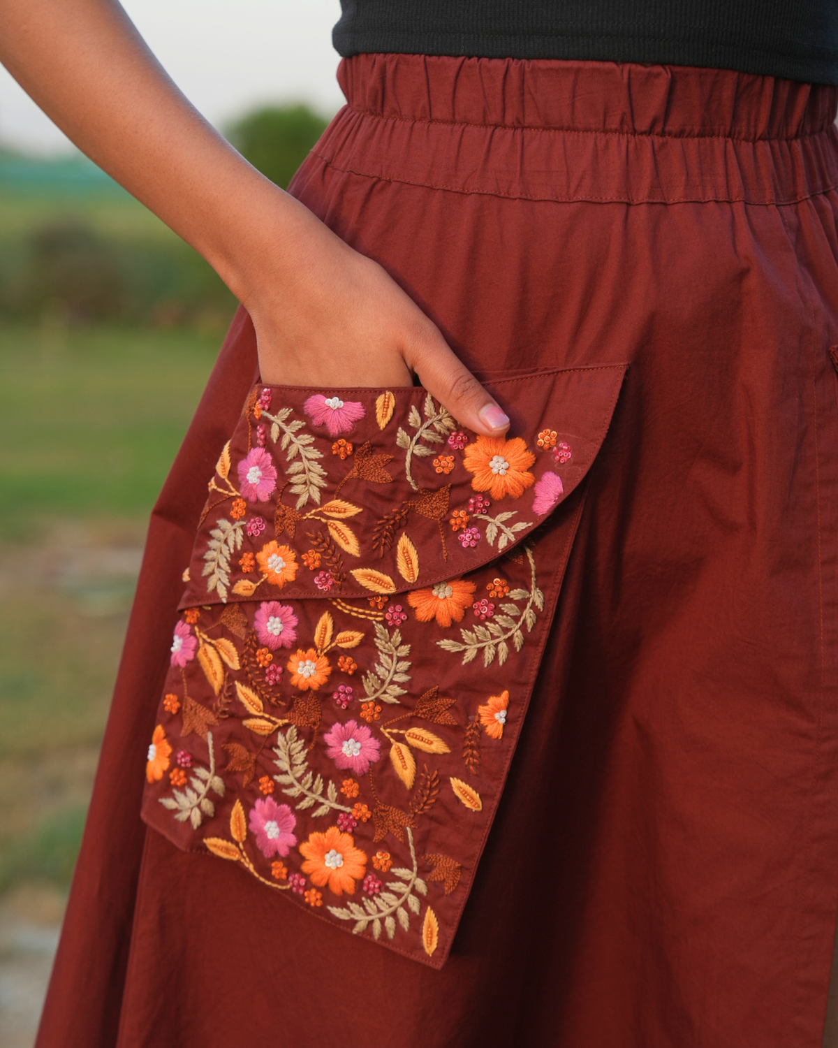 Lavina Hand-Embroidered Long Skirt – hand-embroidered 100% cotton – RASRA MAI