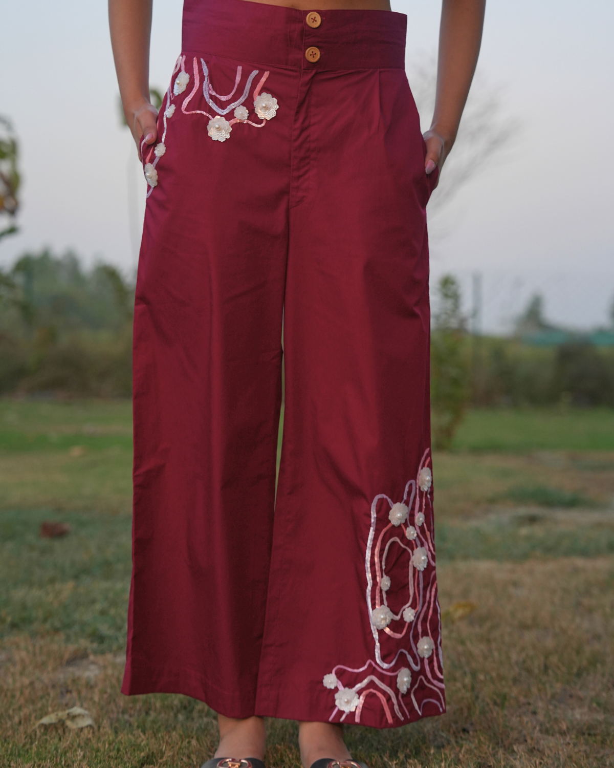 Aashi Hand-Embroidered Pant – hand-embroidered 100% cotton – RASRA MAI