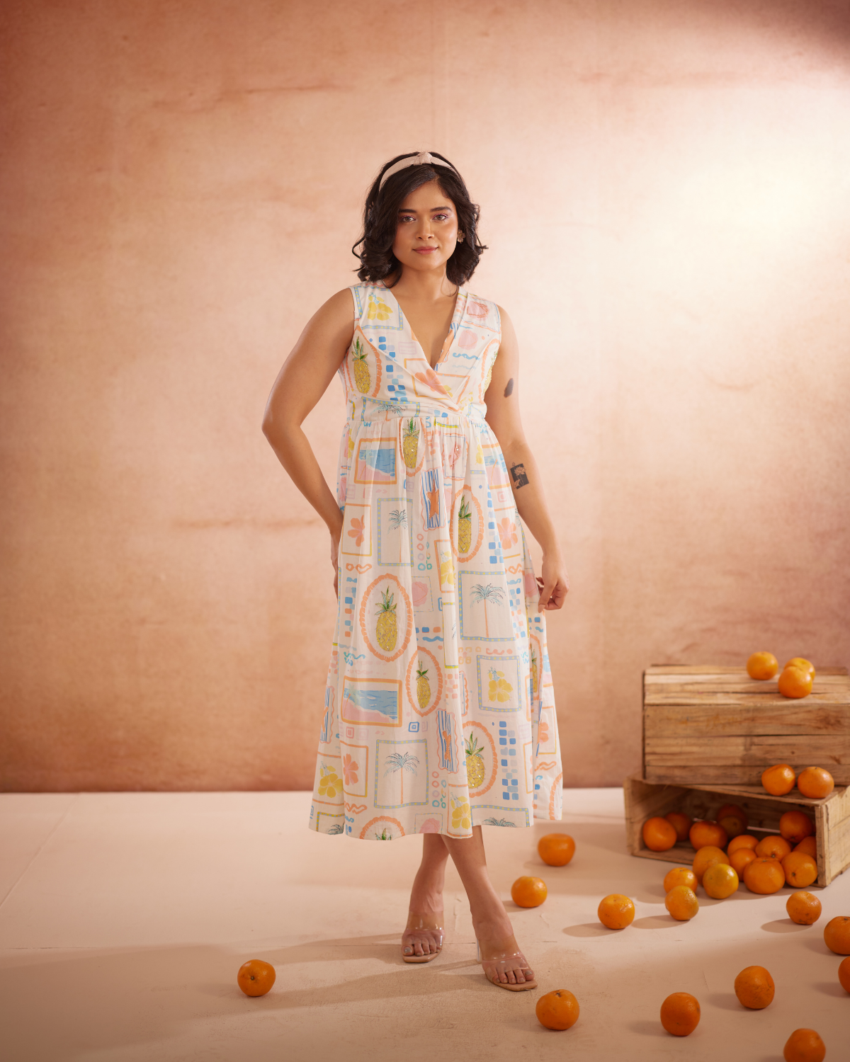 Miyaahh Hand-Embroidered Tropical Midi Dress – hand-embroidered 100% cotton – RASRA MAI
