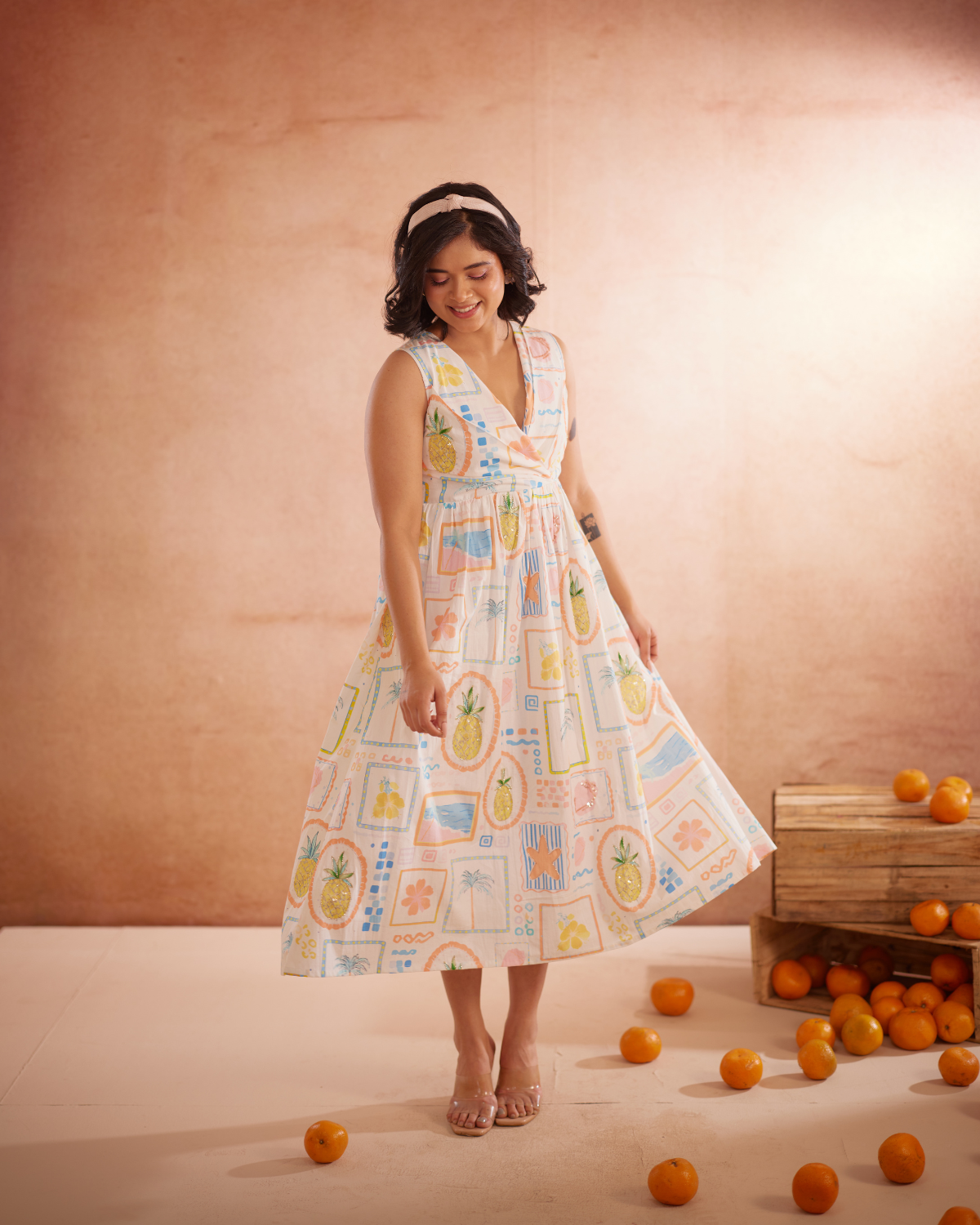 Miyaahh Hand-Embroidered Tropical Midi Dress – hand-embroidered 100% cotton – RASRA MAI