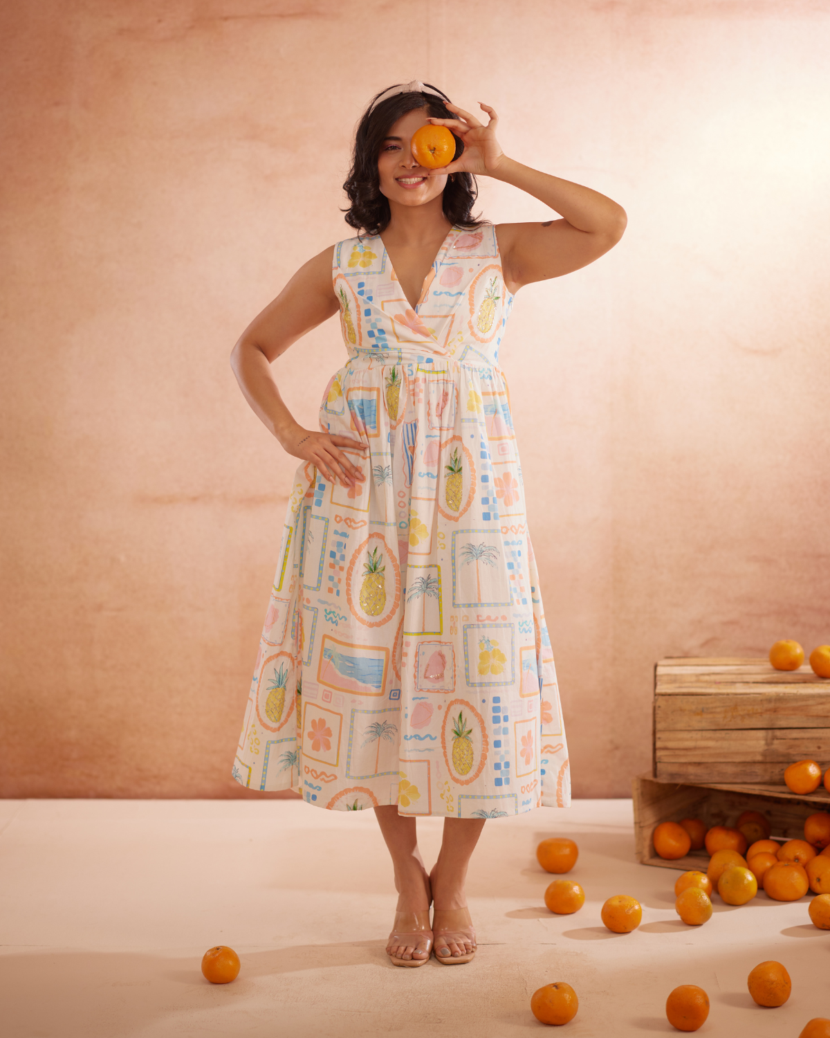 Miyaahh Hand-Embroidered Tropical Midi Dress – hand-embroidered 100% cotton – RASRA MAI