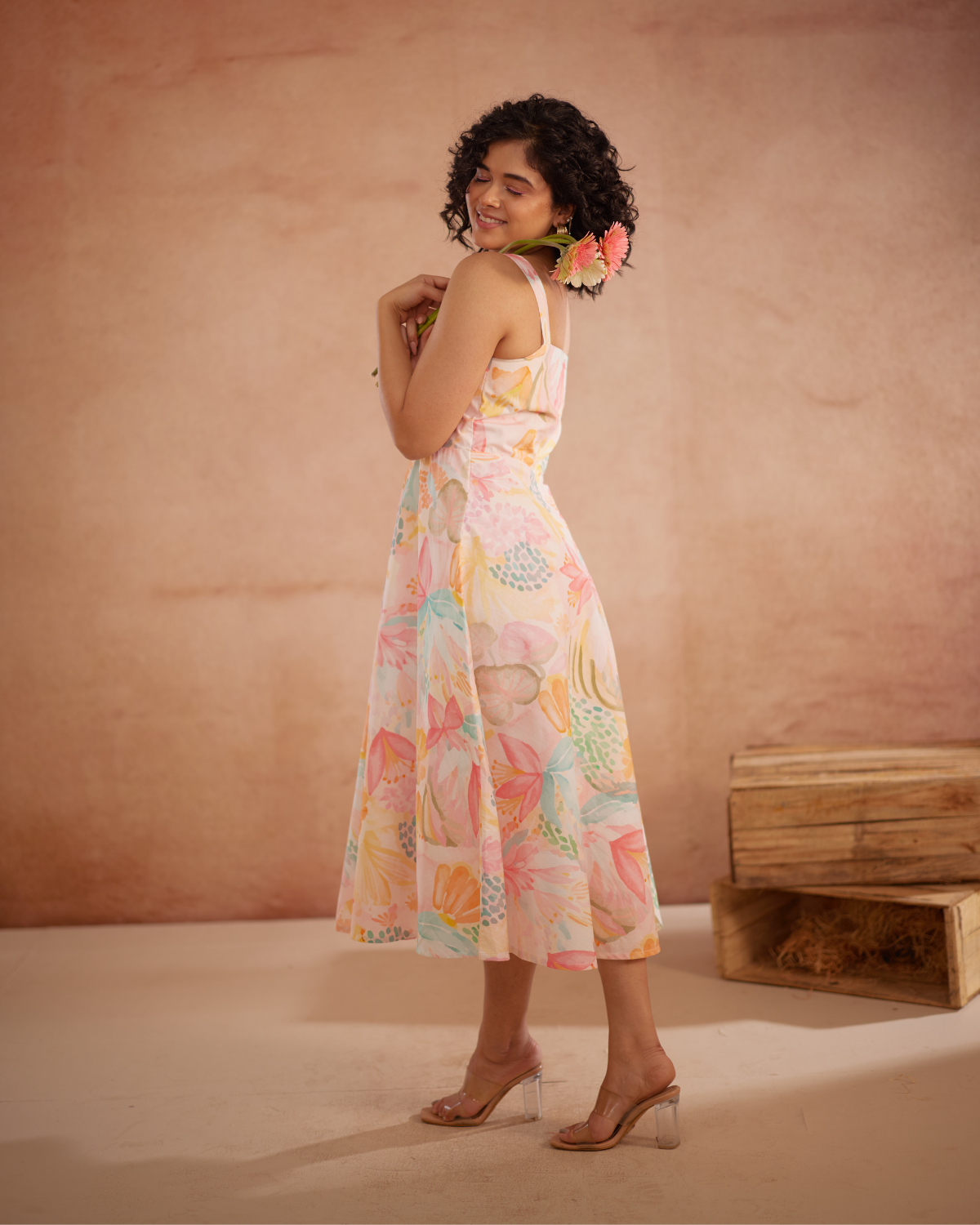 Lylaa Hand-Embroidered Floral Midi Dress – hand-embroidered 100% cotton – RASRA MAI