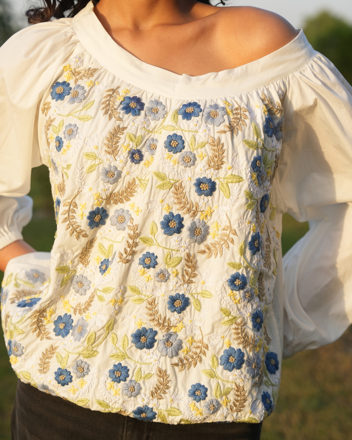 Kkavyyaa Hand-Embroidered Top – hand-embroidered 100% cotton – RASRA MAI