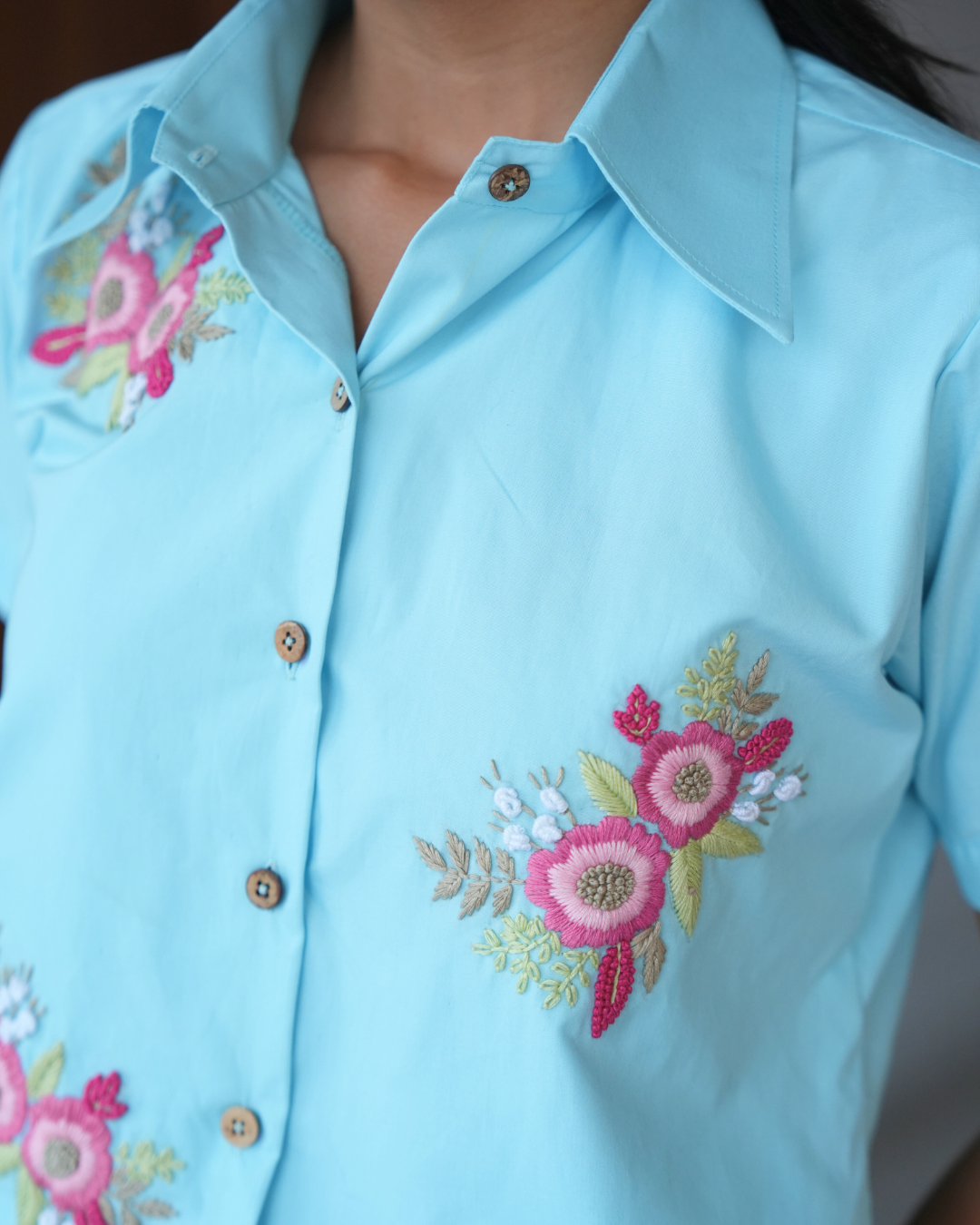 Taanyyaa Hand-Embroidered Shirt – hand-embroidered 100% cotton – RASRA MAI