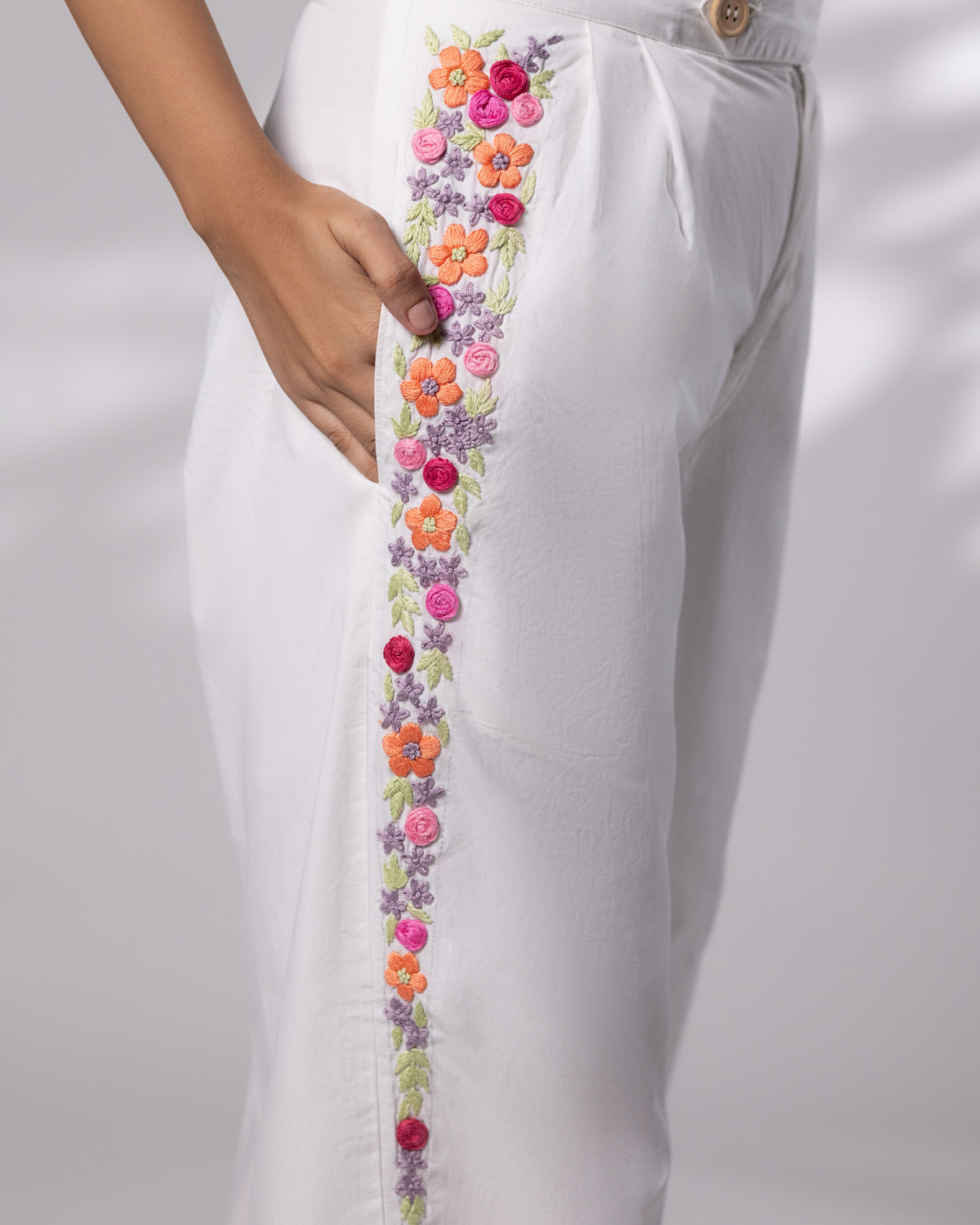 Zoya Hand-Embroidered Pant – hand-embroidered 100% cotton – RASRA MAI