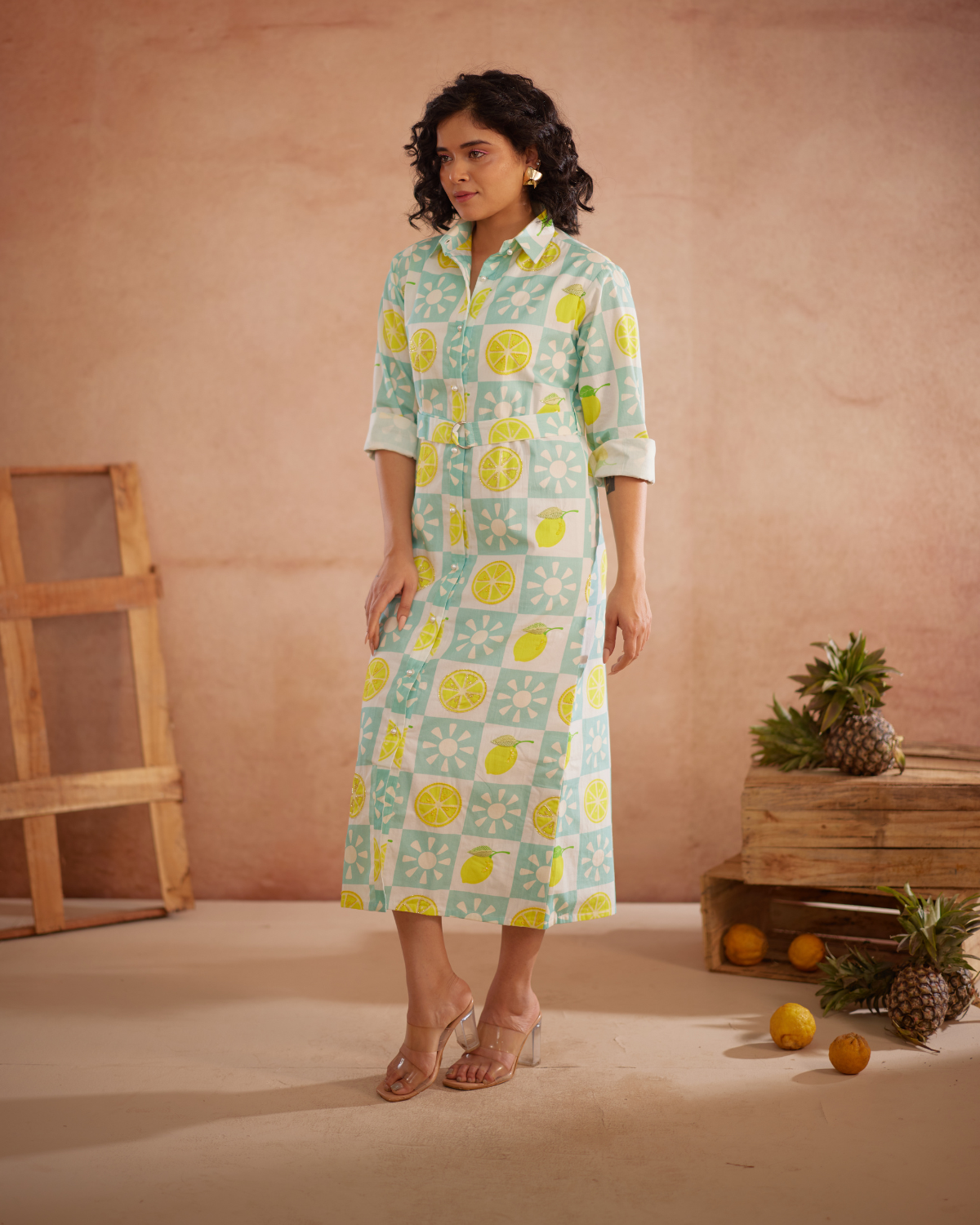 Lumii Hand-Embroidered Lemon Shirt Dress – hand-embroidered 100% cotton – RASRA MAI