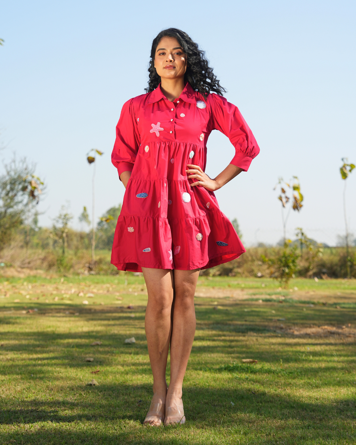 Vaanya Hand-Embroidered Short Dress – hand-embroidered 100% cotton – RASRA MAI