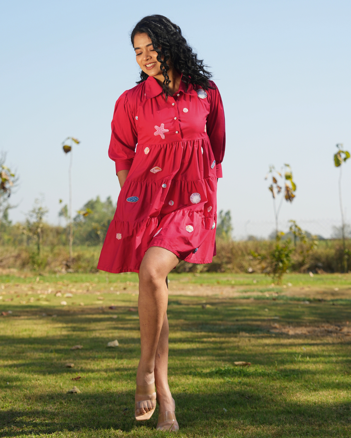 Vaanya Hand-Embroidered Short Dress – hand-embroidered 100% cotton – RASRA MAI