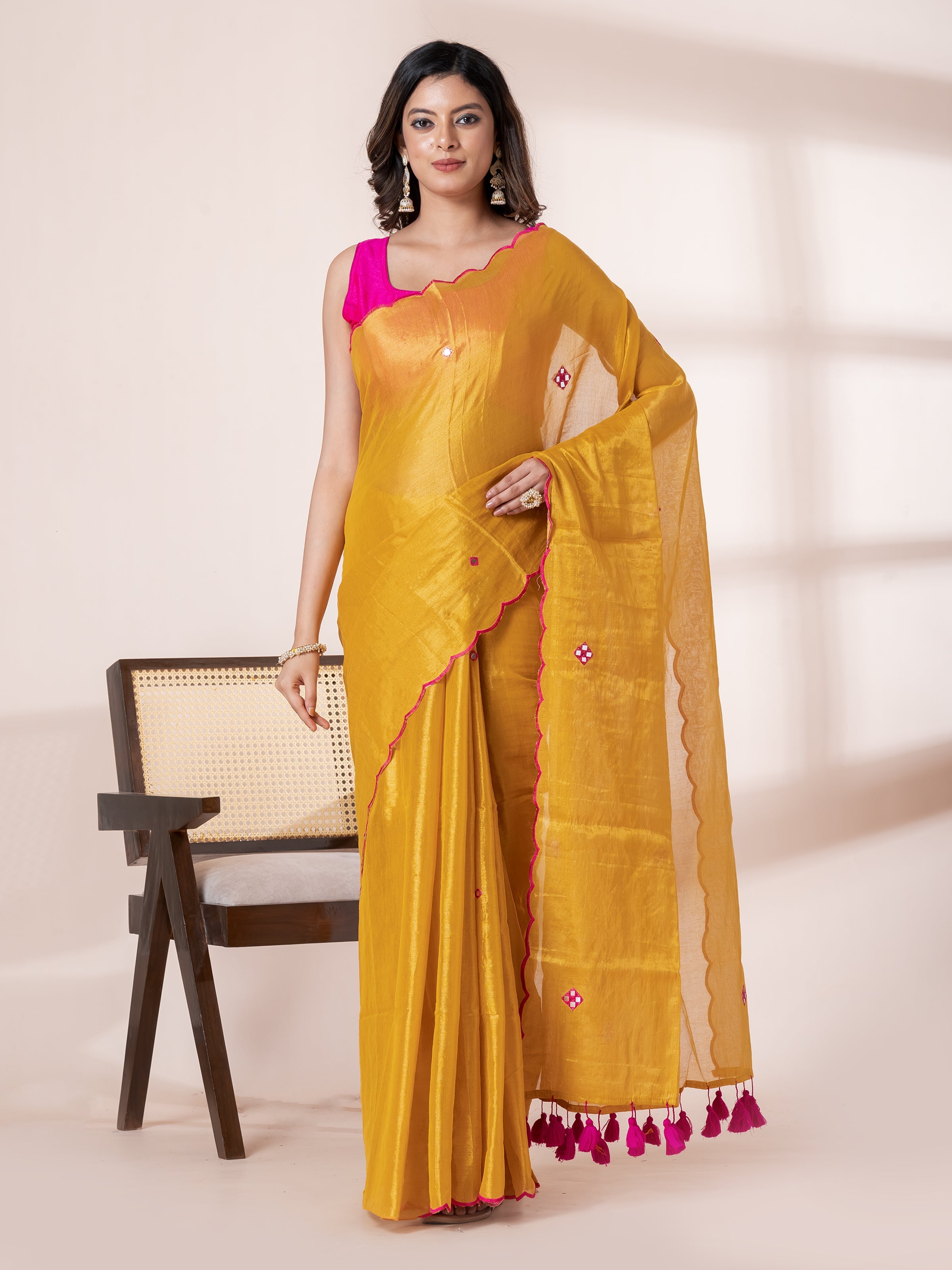 Rangtara Festive Golden Designer Tissue Saree by Shop AaMe