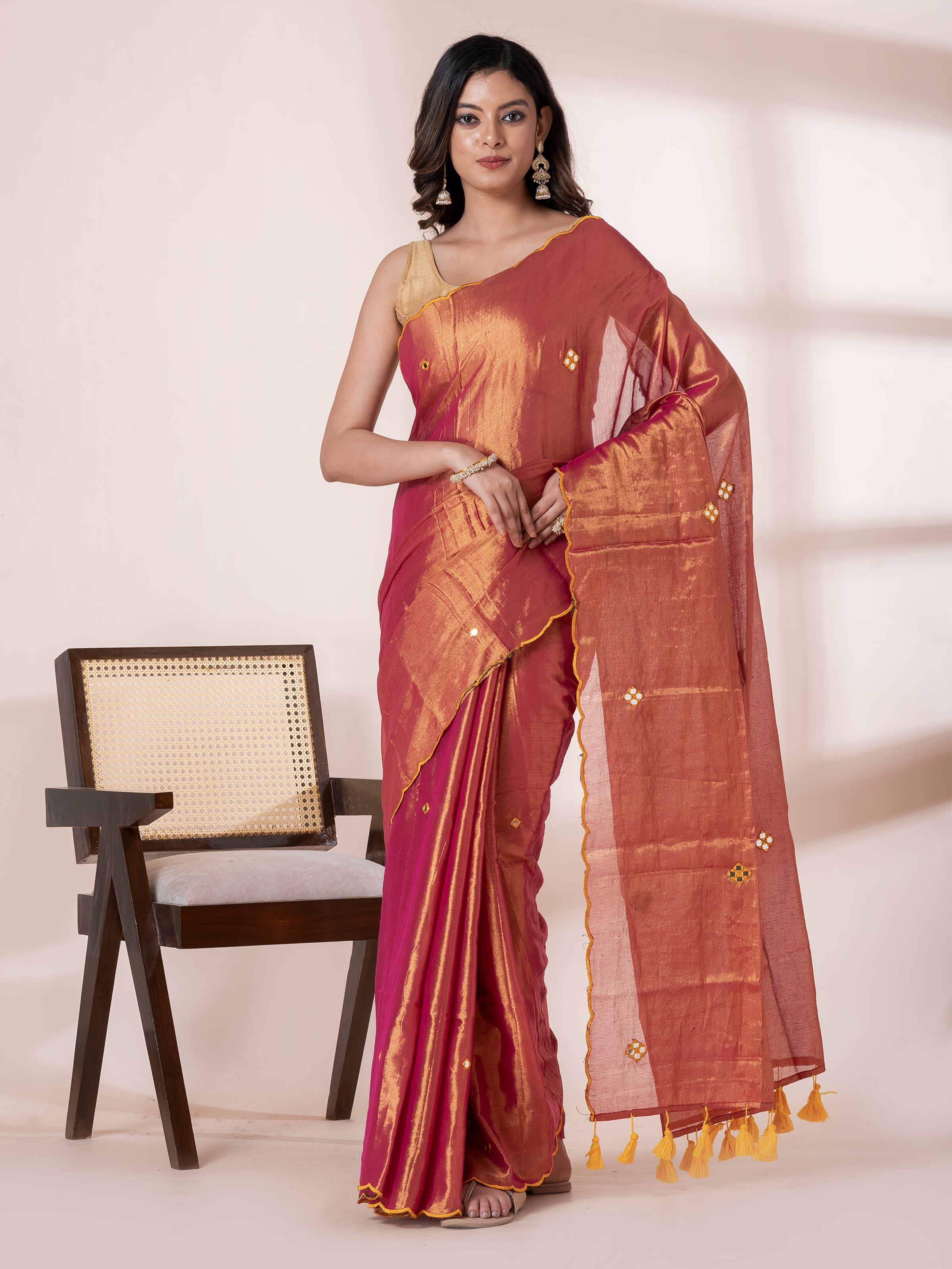 Ragini tissue saree featuring graceful zari buti detailing for weddings