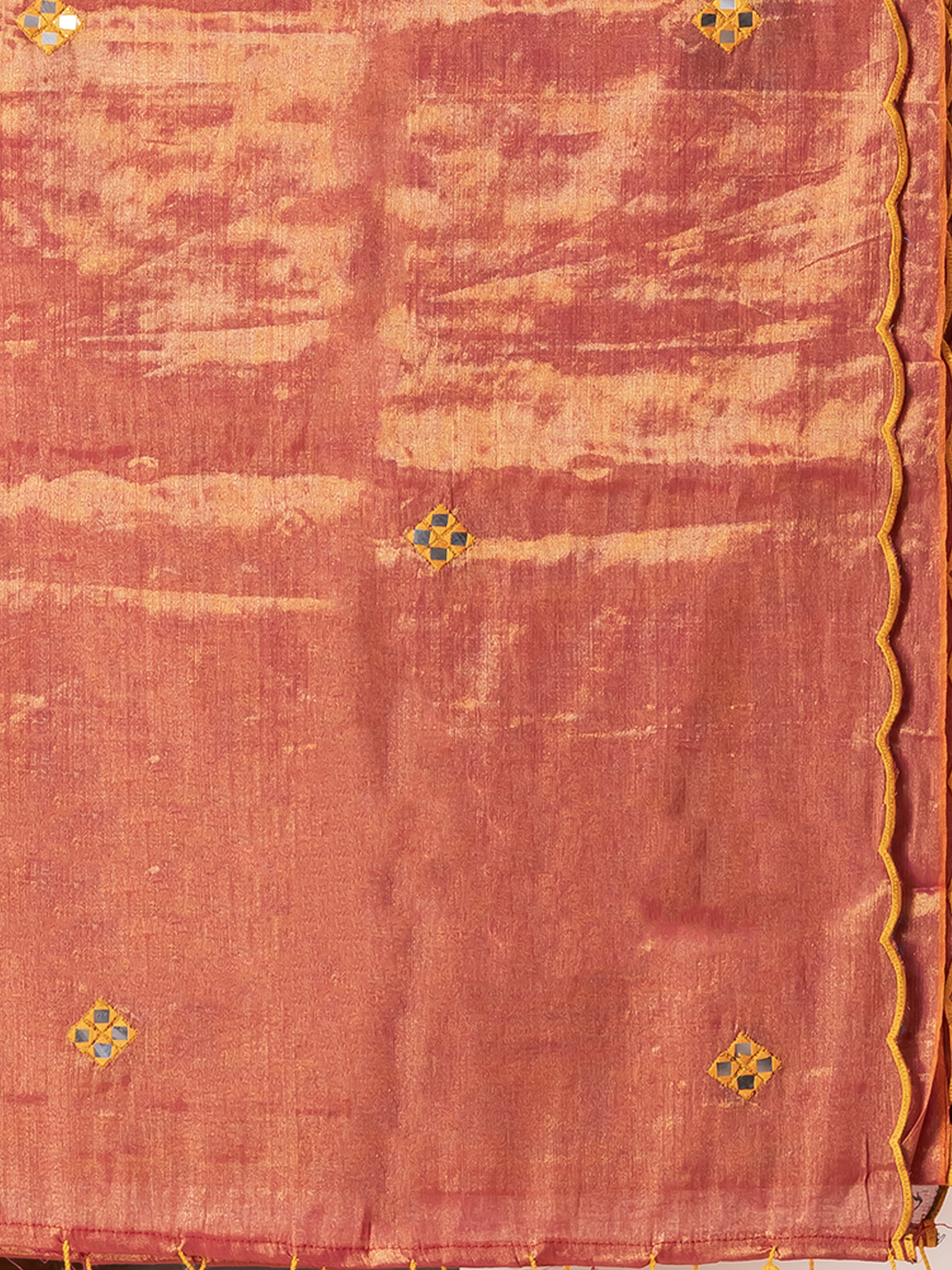 Golden festive saree with soft tissue fabric and elegant ethnic appeal