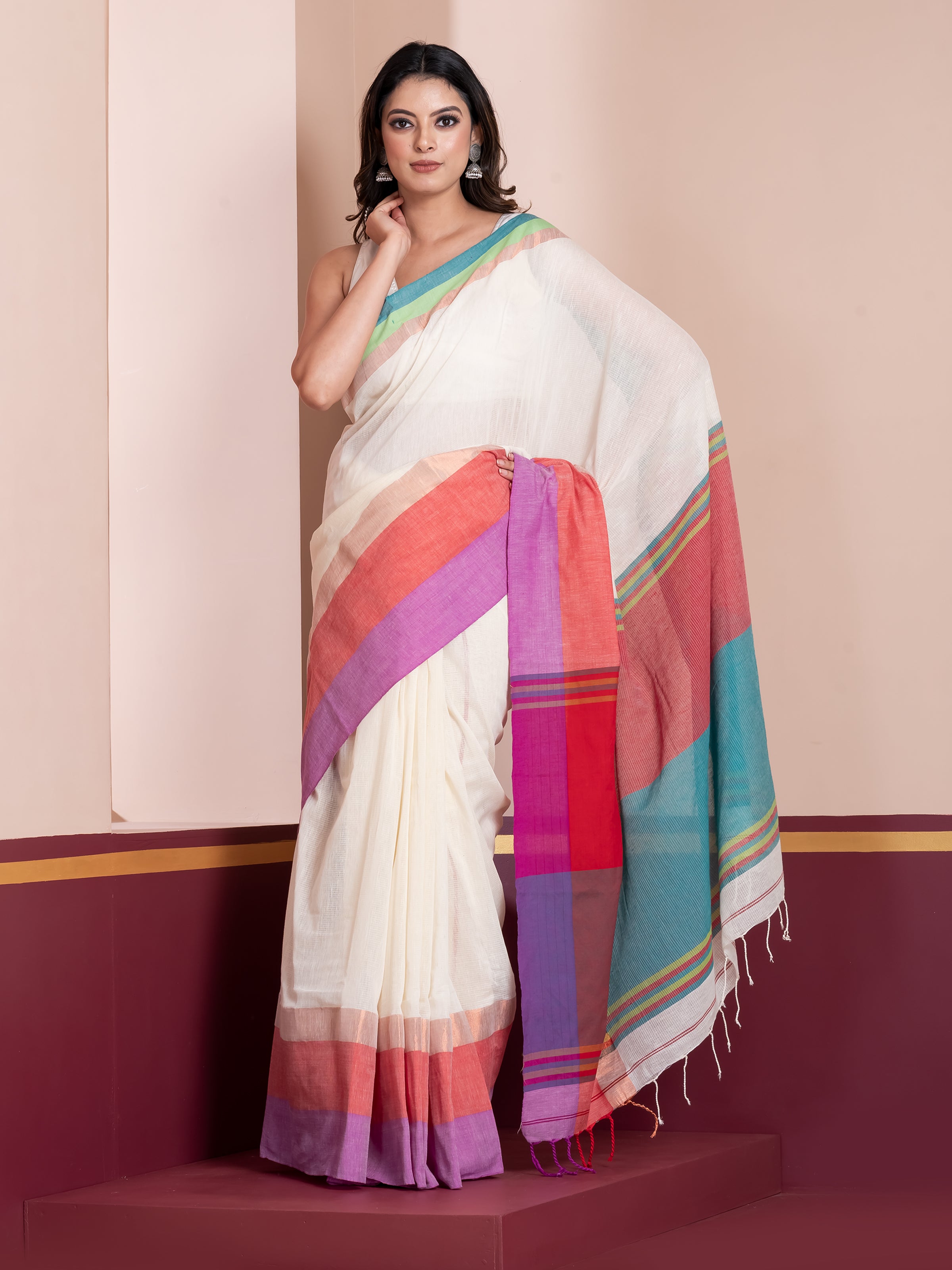 Golden Loom khadi cotton saree from SHopAaMe crafted for vibrant ethnic charm