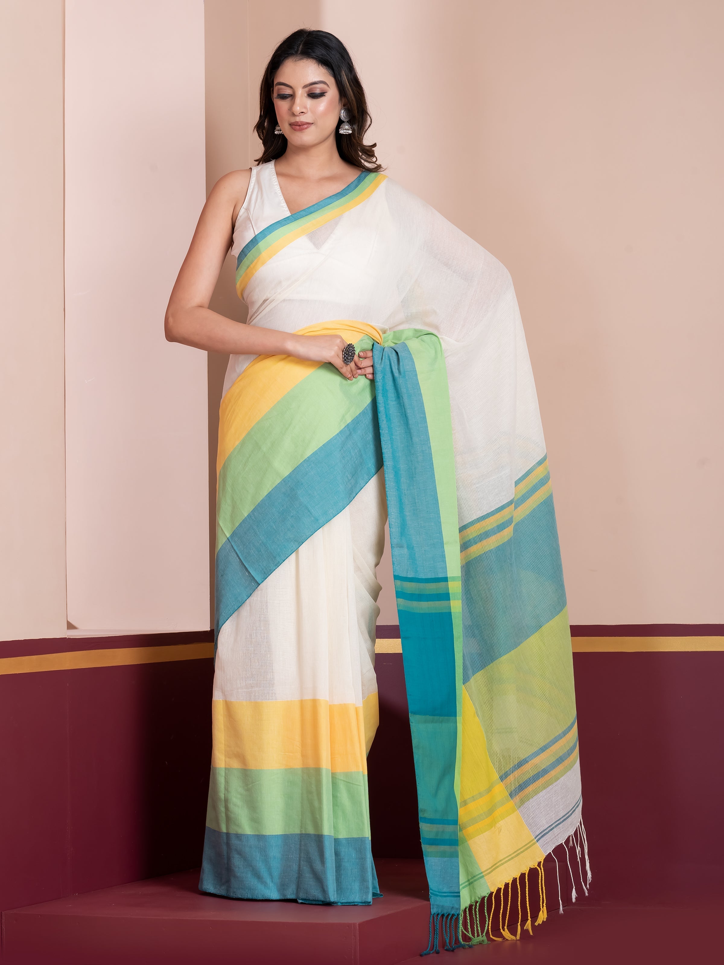 Sunwoven khadi cotton saree by ShopAaMe crafted for vibrant ethnic charm