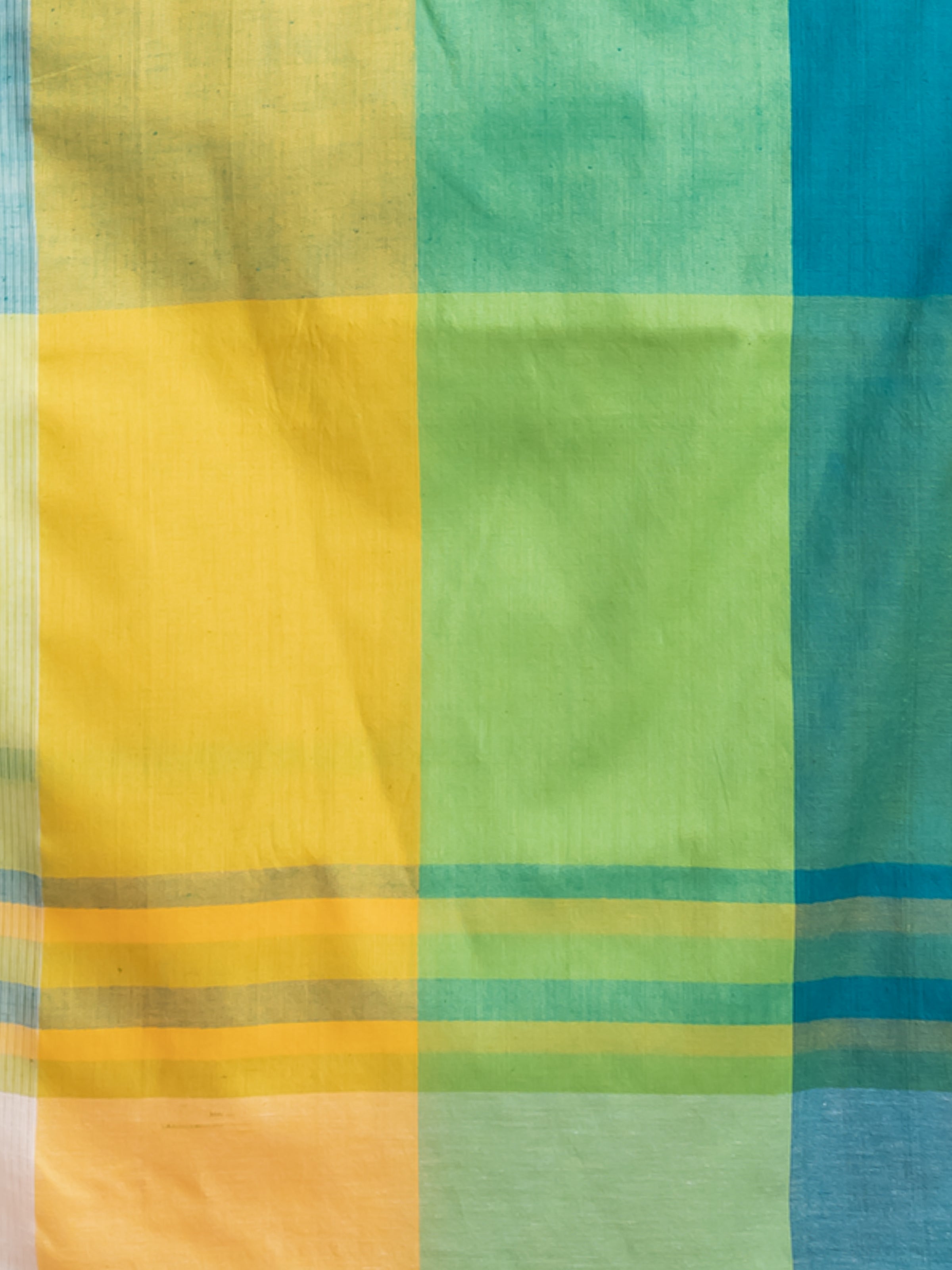 Closeup of khaadi cotton white multicolored saree from ShopAaMe for festive and ethnic wear