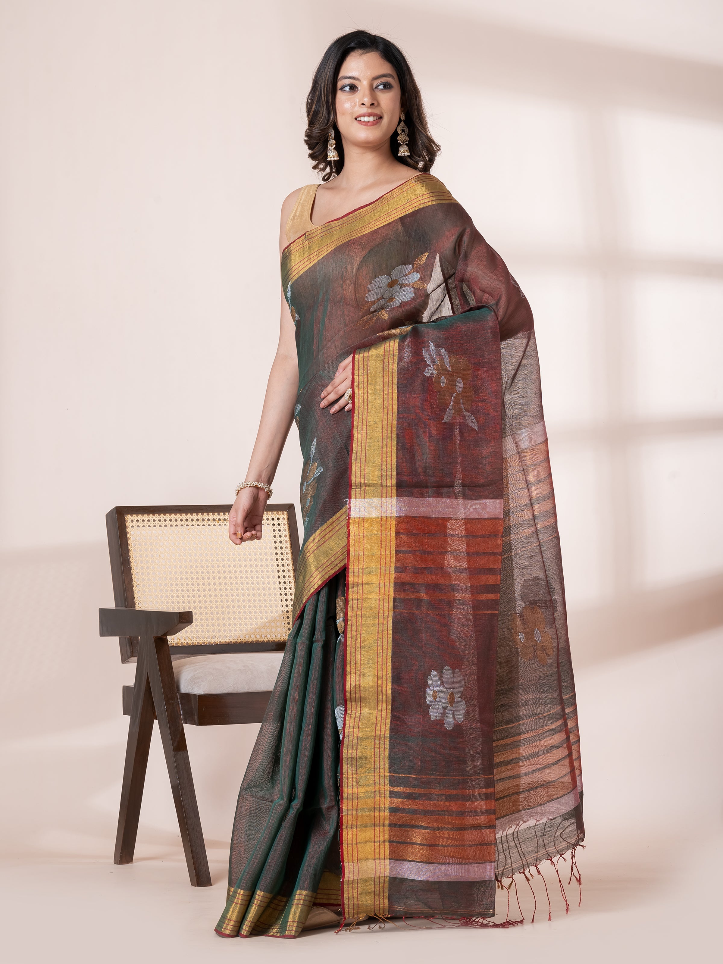 Lavanya Green Golden Designer Tissue Saree by Shop AaMe