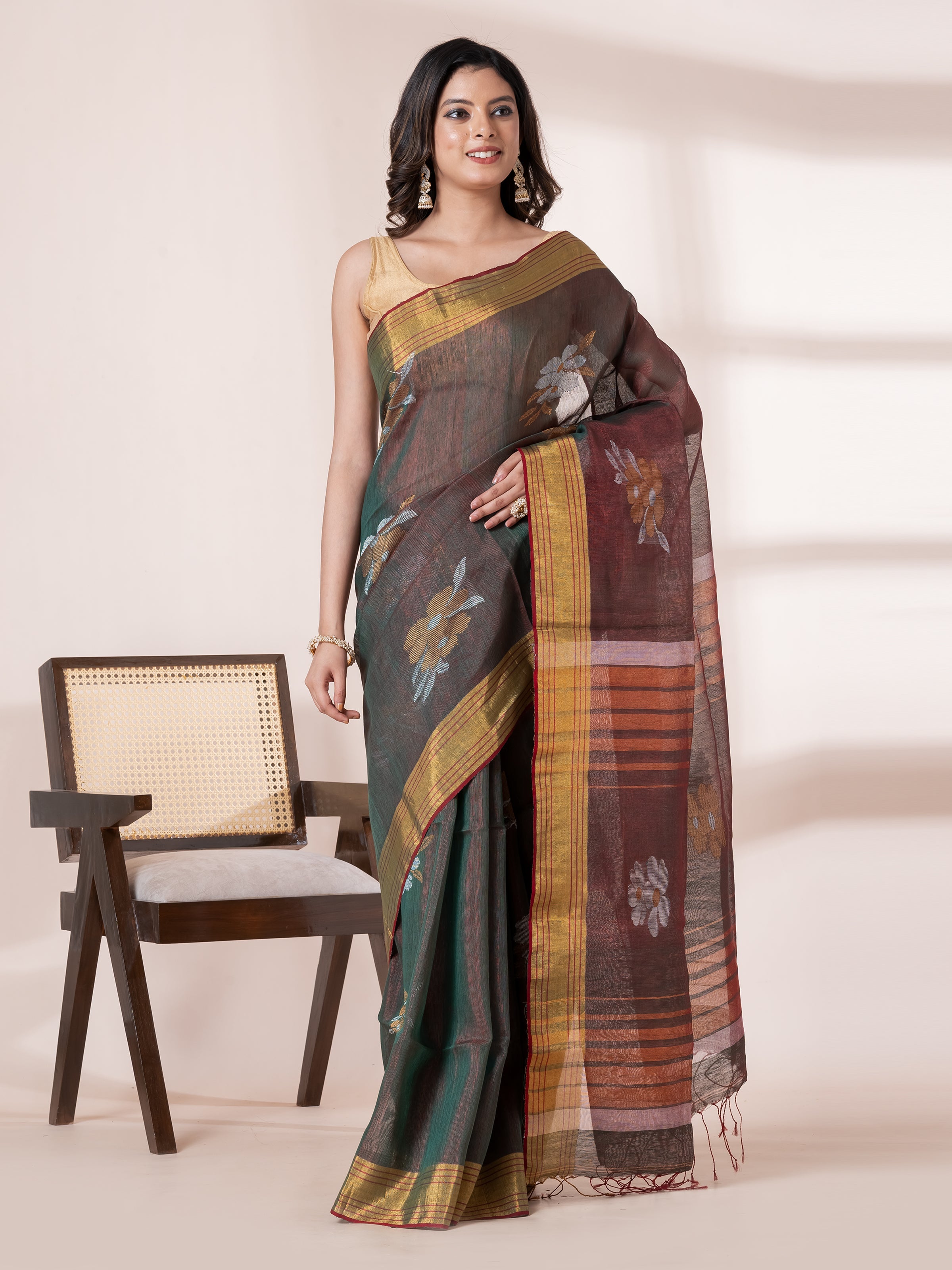 Lavanya tissue saree featuring graceful zari detailing for weddings