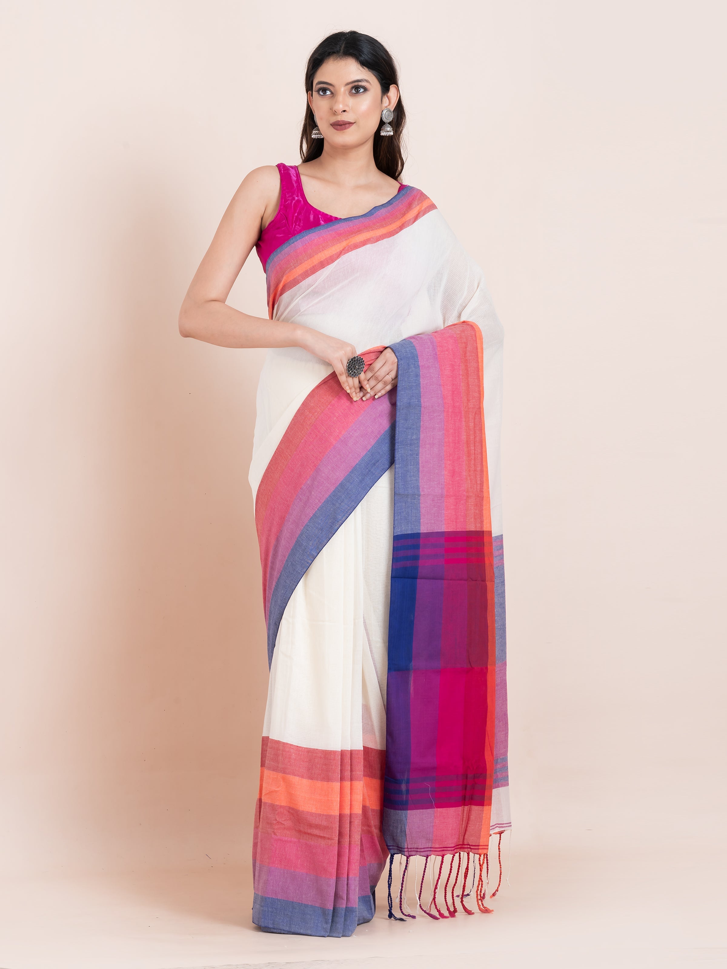 Elegant yellow khadi cotton saree by ShopAaMe from the Sunbow collection with a graceful drape