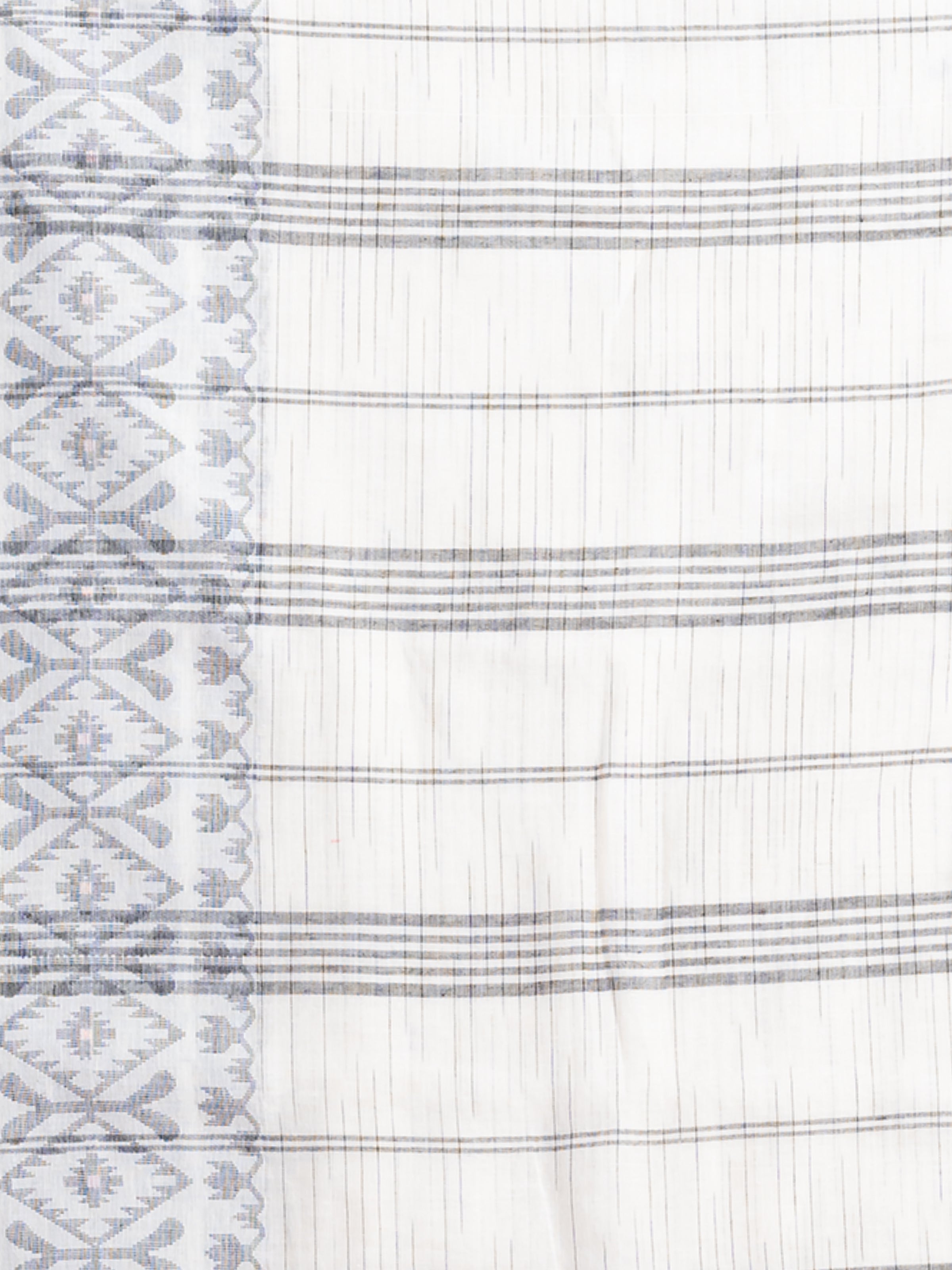 Designer white Jamdani Paar saree with soft comfort and graceful styling