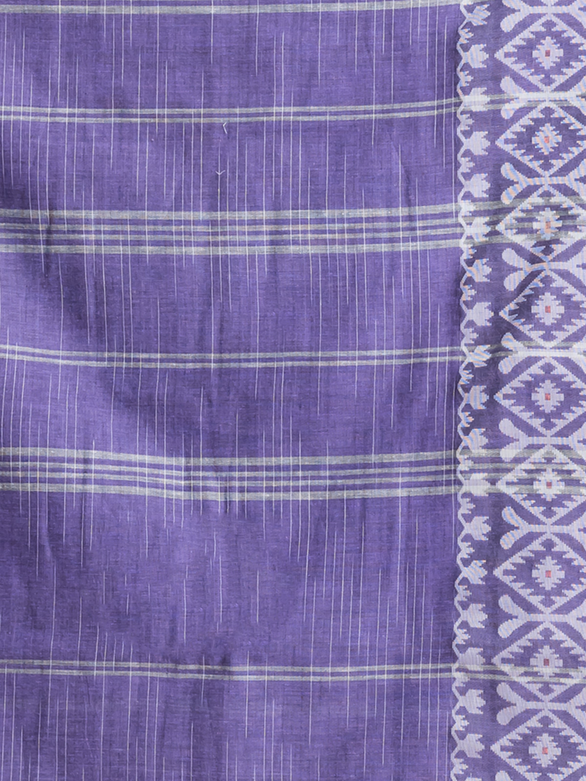 Designer violet khaadi cotton saree with breathable comfort for celebrations