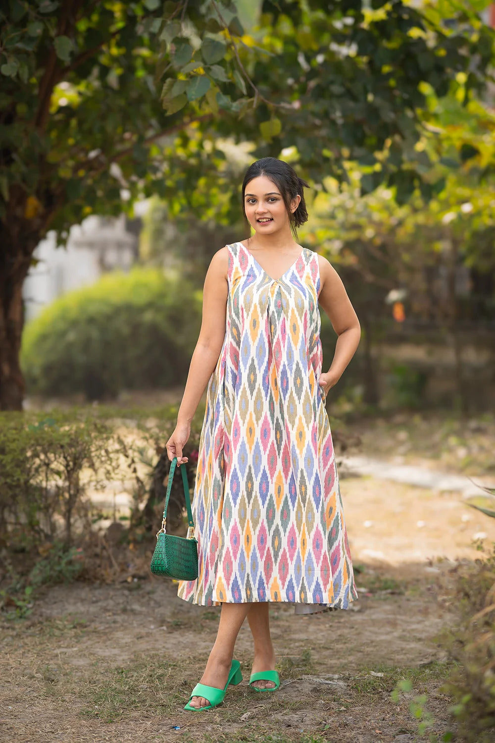 Casatta Ikkat Cotton Dress-Sutra Art of Clothing