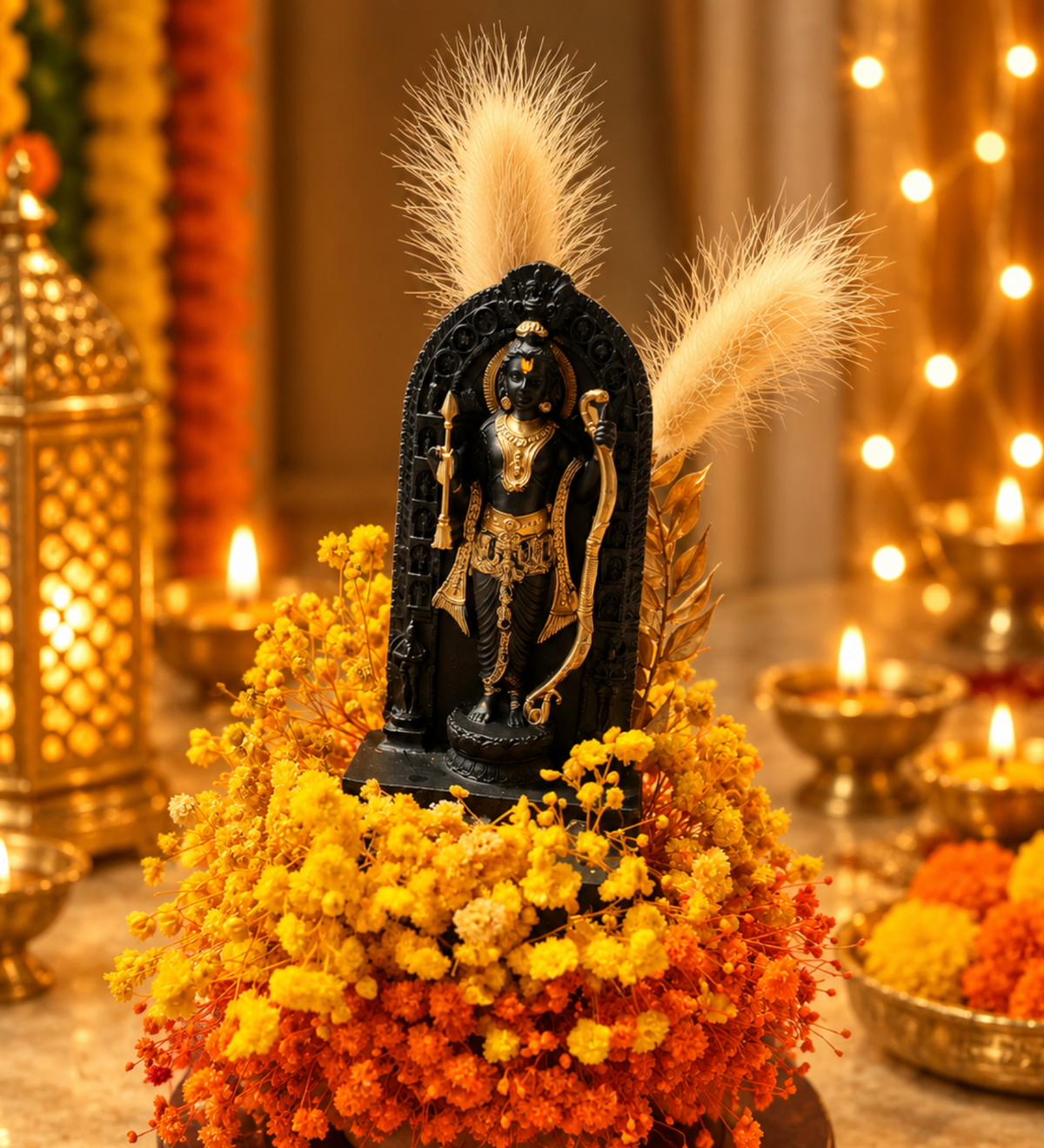 Ram Darbar Blessings Decorative Dome | Elegant Ram Ji Festive Showpiece - https://artecasa.in/