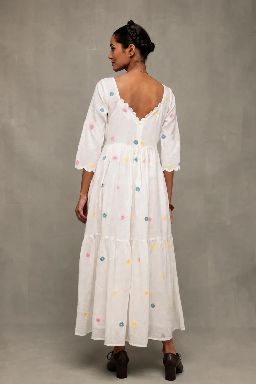 White Gulrang Pure Cotton Jamdani Dress-Sutra Art of Clothing