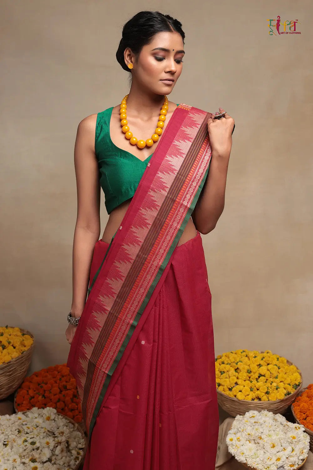 Magenta Handloom Pure Cotton Kanchi Saree-Sutra Art of Clothing