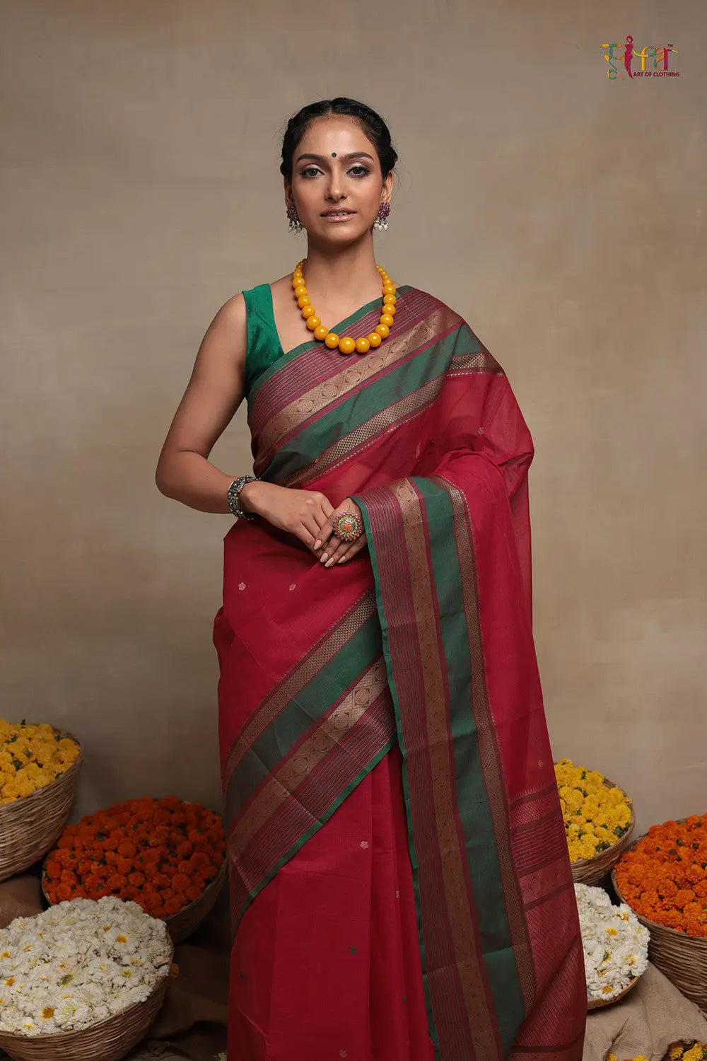 Handloom Rani Pure Cotton Kanchi Saree-Sutra Art of Clothing